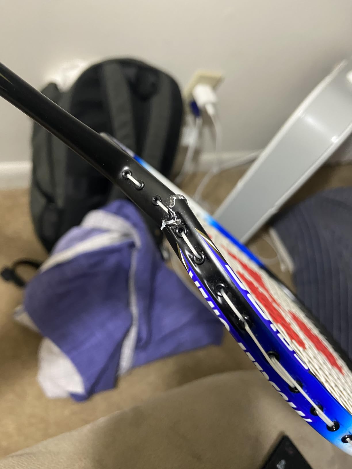 YONEX Muscle Power 22LT Carbon Graphite Strung Badminton Racket with Full Racket Cover (Black/Blue) - for Intermediate Players - 83 Grams - Maximum String Tension 30lbs customer photo 1