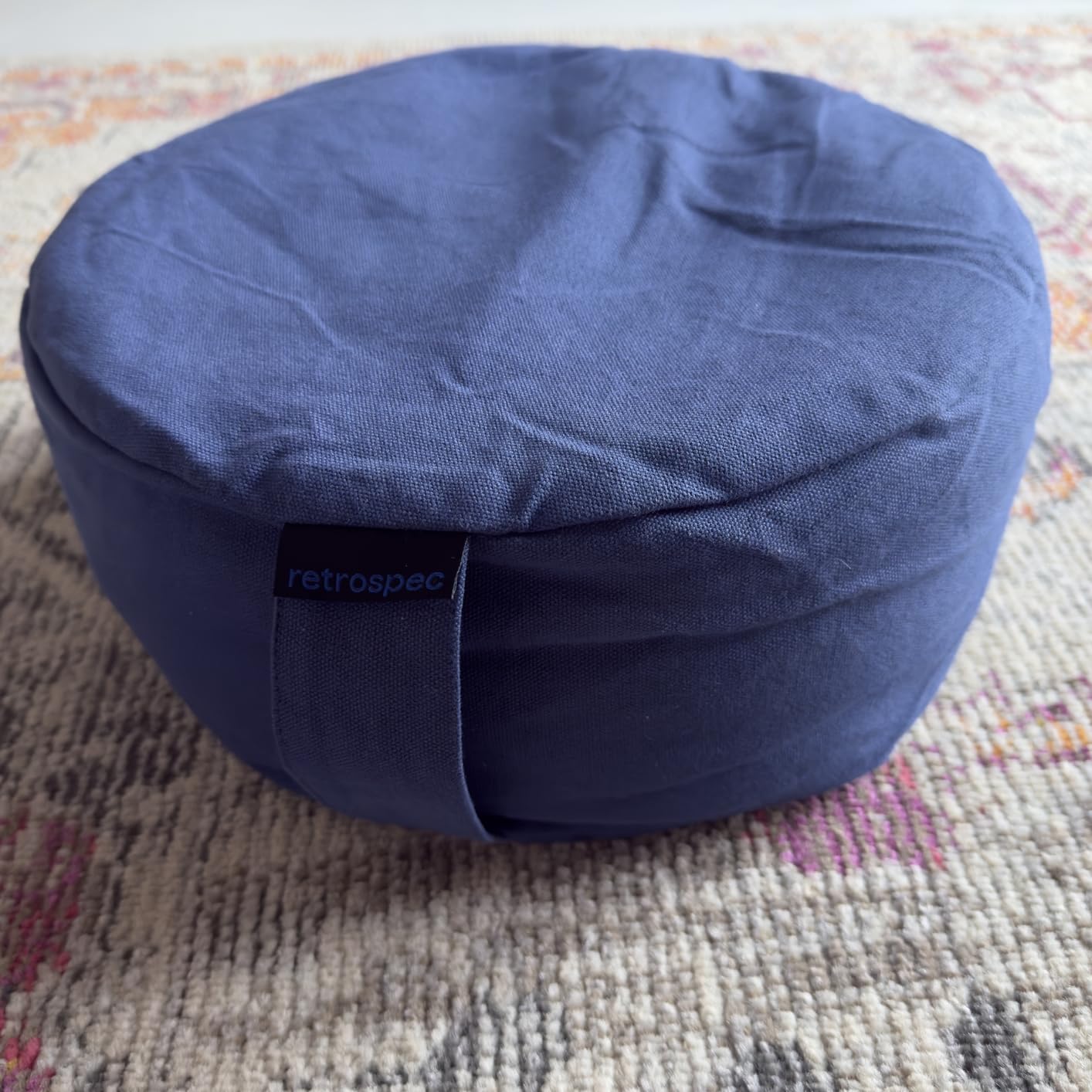 Retrospec Sedona Zafu Meditation Cushion Filled w/Buckwheat Hulls - Yoga Pillow for Meditation Practices - Machine Washable 100% Cotton Cover & Durable Carry Handle, Round customer photo 2