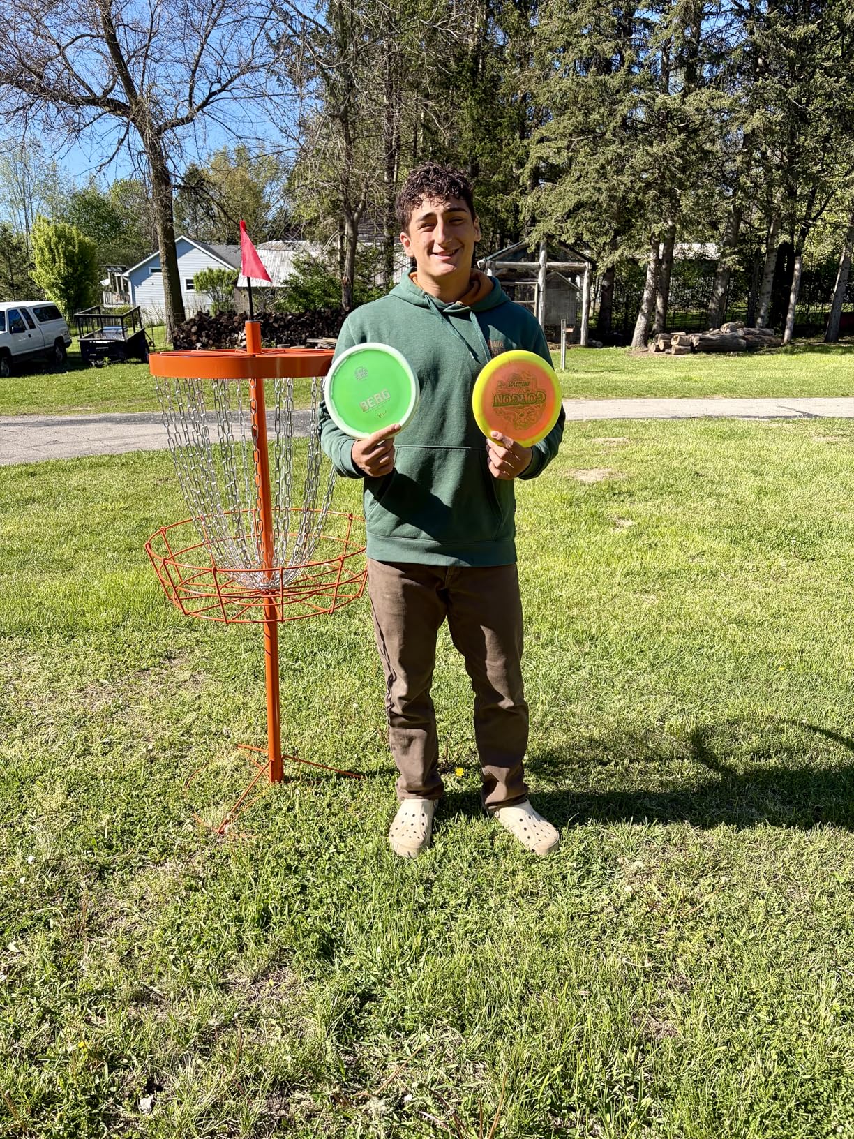 Disc Golf Basket - Portable Disc Golf Target with Heavy Duty 24-Chains Come with 6pcs Disc Golf Discs and Carry Bag, Ground Stake -Suitable for Players of All Levels customer photo 2