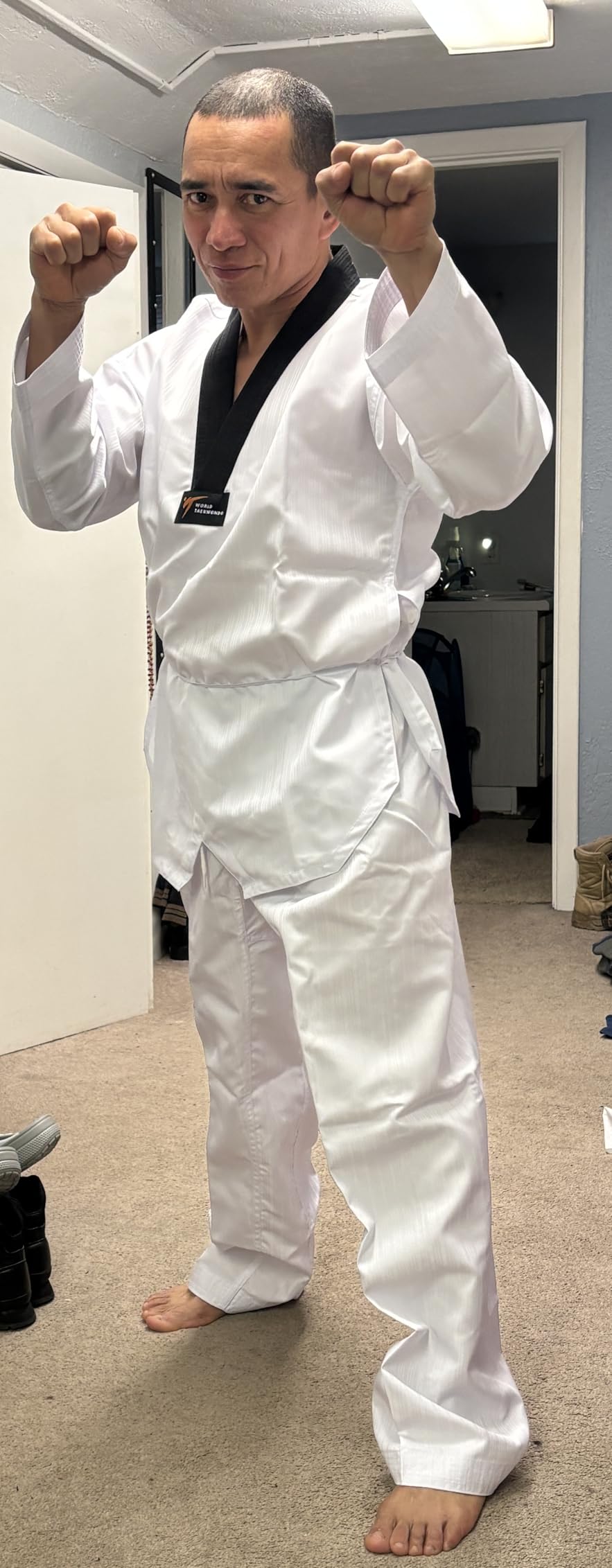 ADI-START II World Taekwondo Approved Taekwondo Dobok Uniform - Black V-Neck customer photo 1