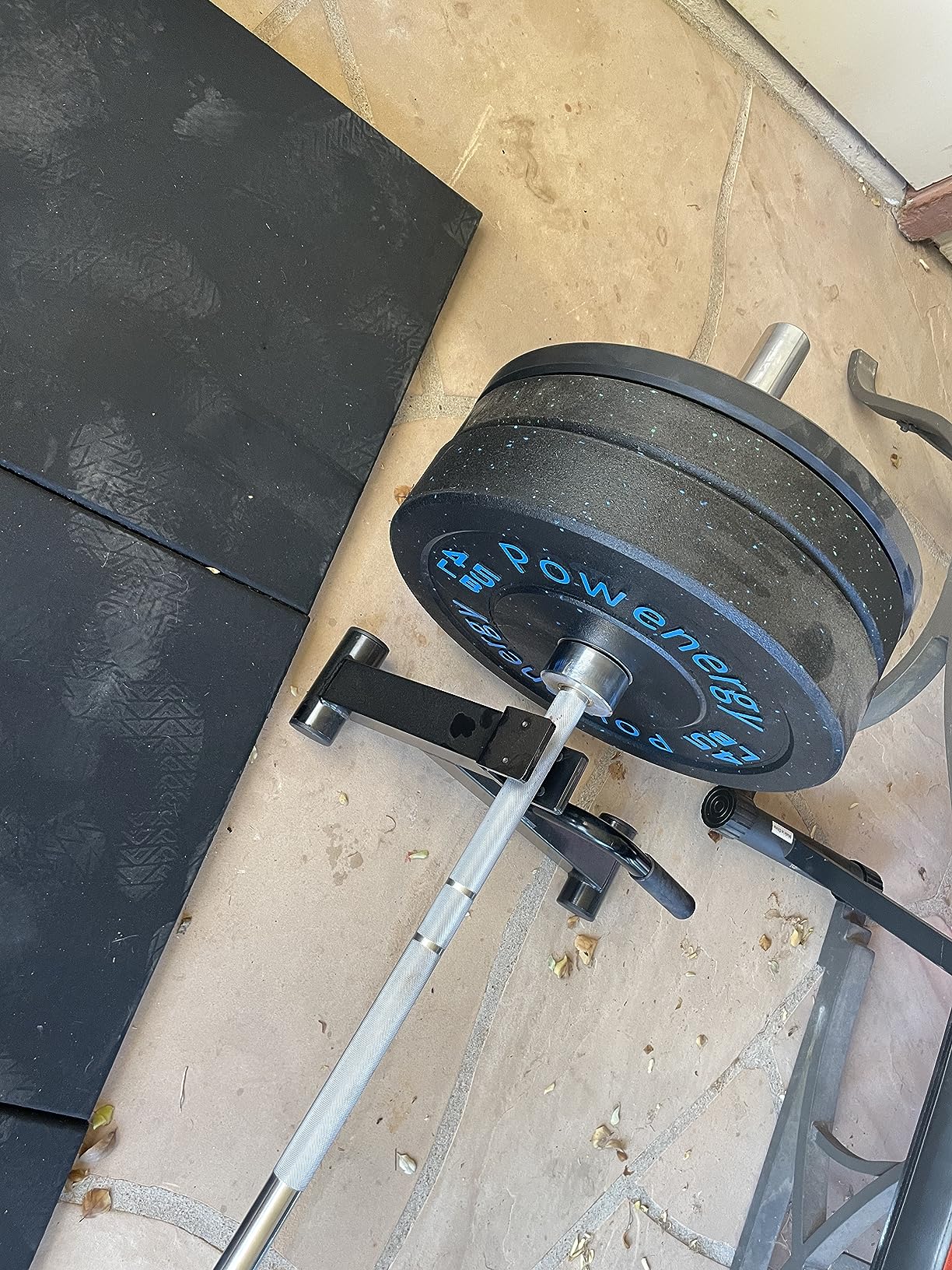 Deadlift Jack Barbell Stand,Carbon Steel Made,Easily Load and Unload 600lb Barbell Plates for Deadlift Exercise, Weight Training, Home Gym (Black Powder Coated) customer photo 2