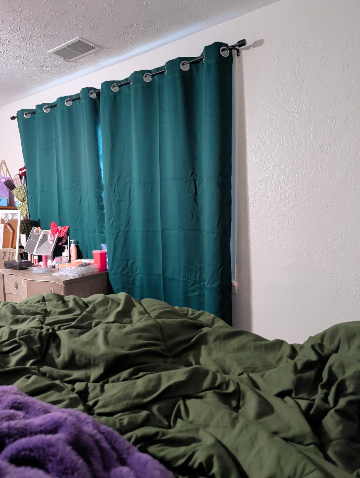 Blackout Curtains 84 inch Length, Thermal Insulated & Energy Efficiency Window Draperies for Guest Room, Full Shading Panels with Black Liner for Shift Worker and Light Sleepers, W52 x L84, Black customer photo 2
