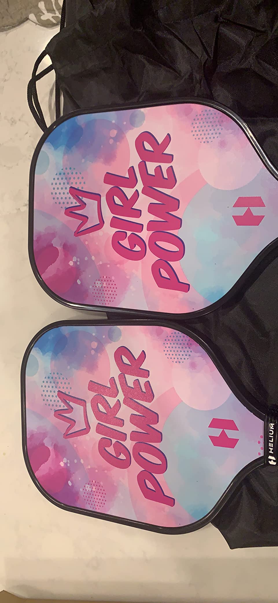 Helium Pickleball Paddle for Kids - (2 Pack - POW! and Girl Power) Child Size, Lightweight Honeycomb Core, Graphite Strike Face, Premium Comfort Grip, 2 Pickleball Paddles & 2 Drawstring Bags customer photo 1