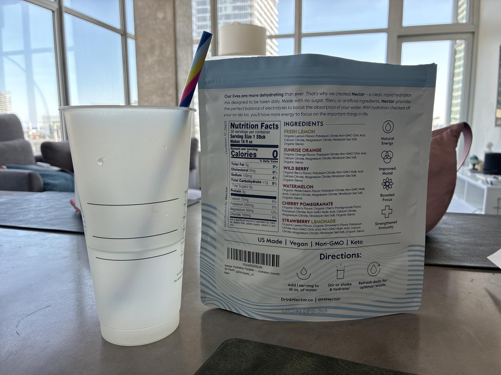 Nectar Hydration Packets - Electrolytes Powder Packets - Sugar Free & 0 Calorie - Organic Fruit Liquid Daily IV Electrolytes Powder for Dehydration Relief and Rehydration (Variety 30 Pack) customer photo 2