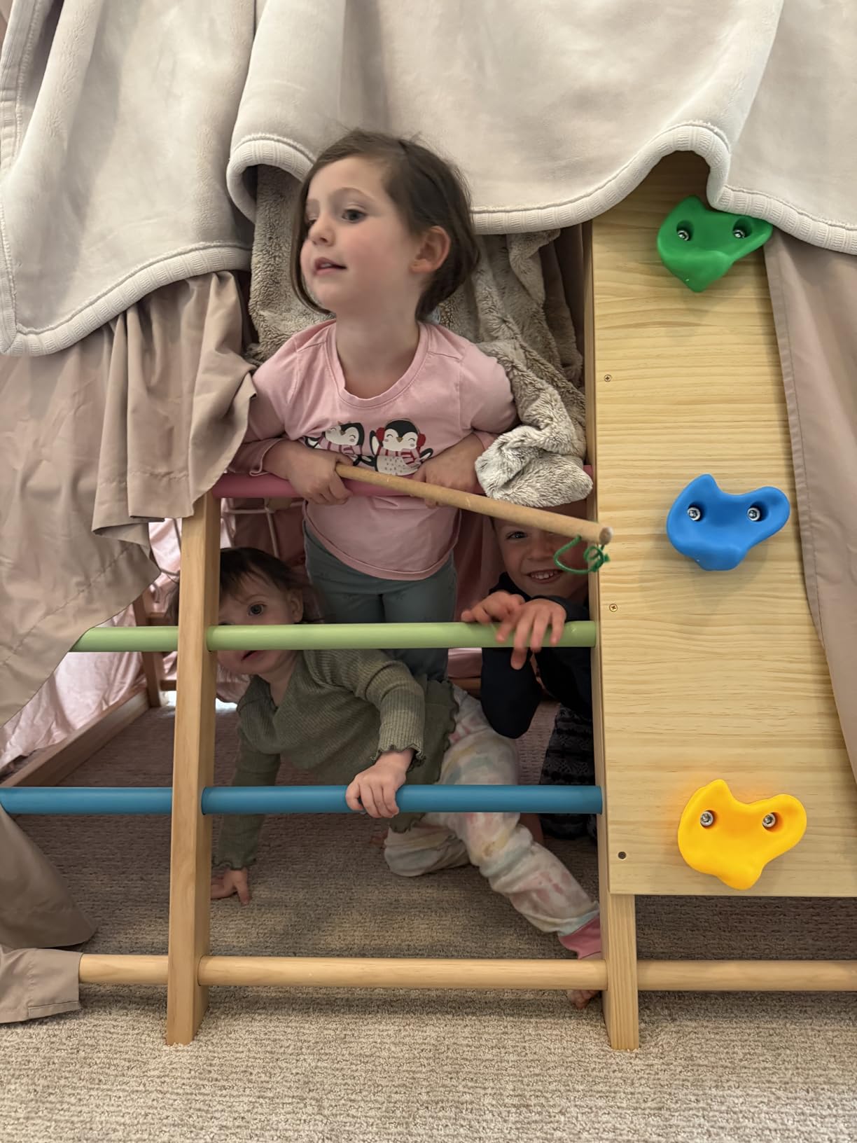Avenlur Premium Wooden Indoor Climbing Gym for Kids - Montessori Playset with Climbing Wall, Ladder, Rope Net & Swing - Solid Natural Wood Toddler Playground, Ages 1-6 customer photo 1