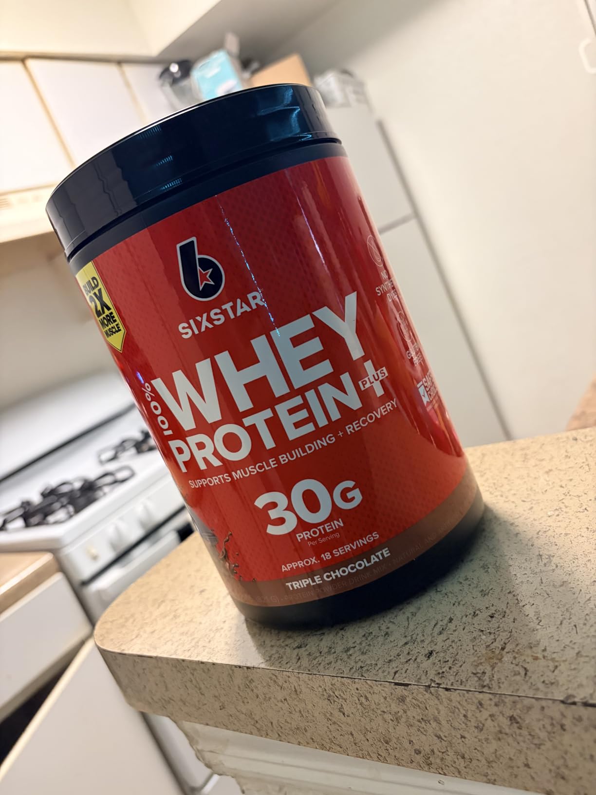 Six Star Whey Protein Powder Whey Protein Plus | Whey Protein Isolate & Peptides | Lean Protein Powder for Muscle Gain | Muscle Builder for Men & Women | Triple Chocolate, 1.82 lbs (826 g) customer photo 2