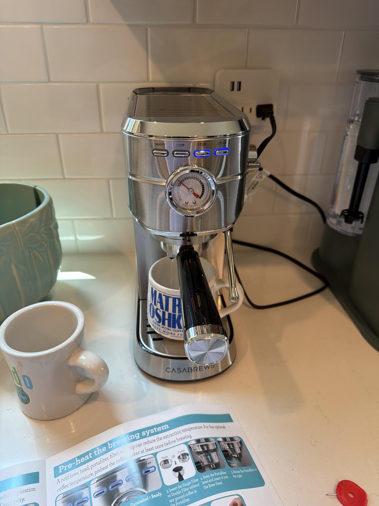 CASABREWS CM5418 Espresso Machine 20 Bar, Compact Espresso Maker with Steam Milk Frother, Stainless Steel Coffee Machine with 34oz Removable Water Tank for Cappuccino, Small Latte Machine, Silver customer photo 2