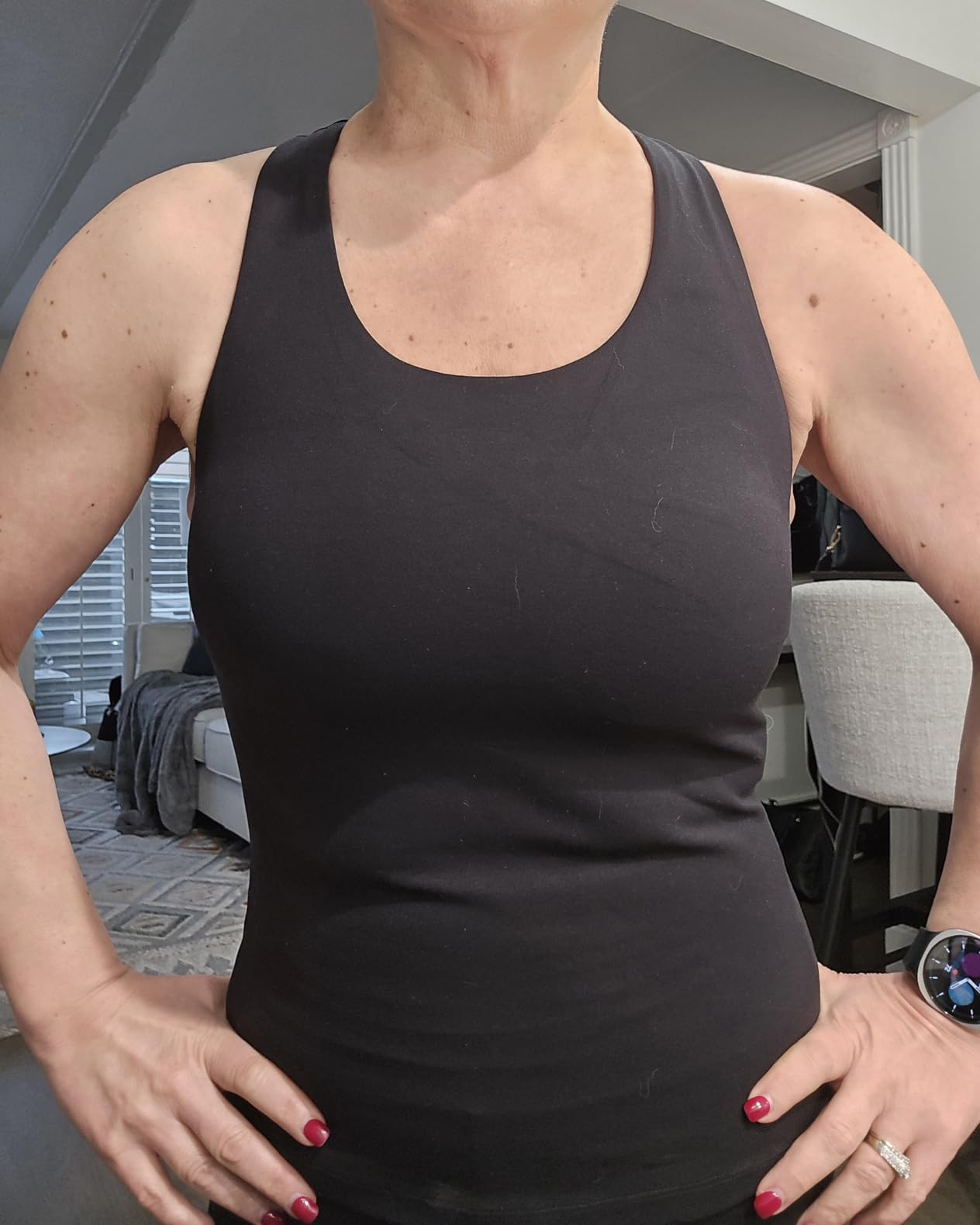 CRZ YOGA Butterluxe Workout Racerback Tank Tops for Women - Padded Athletic Spandex Yoga Shirts with Built in Bra customer photo 2