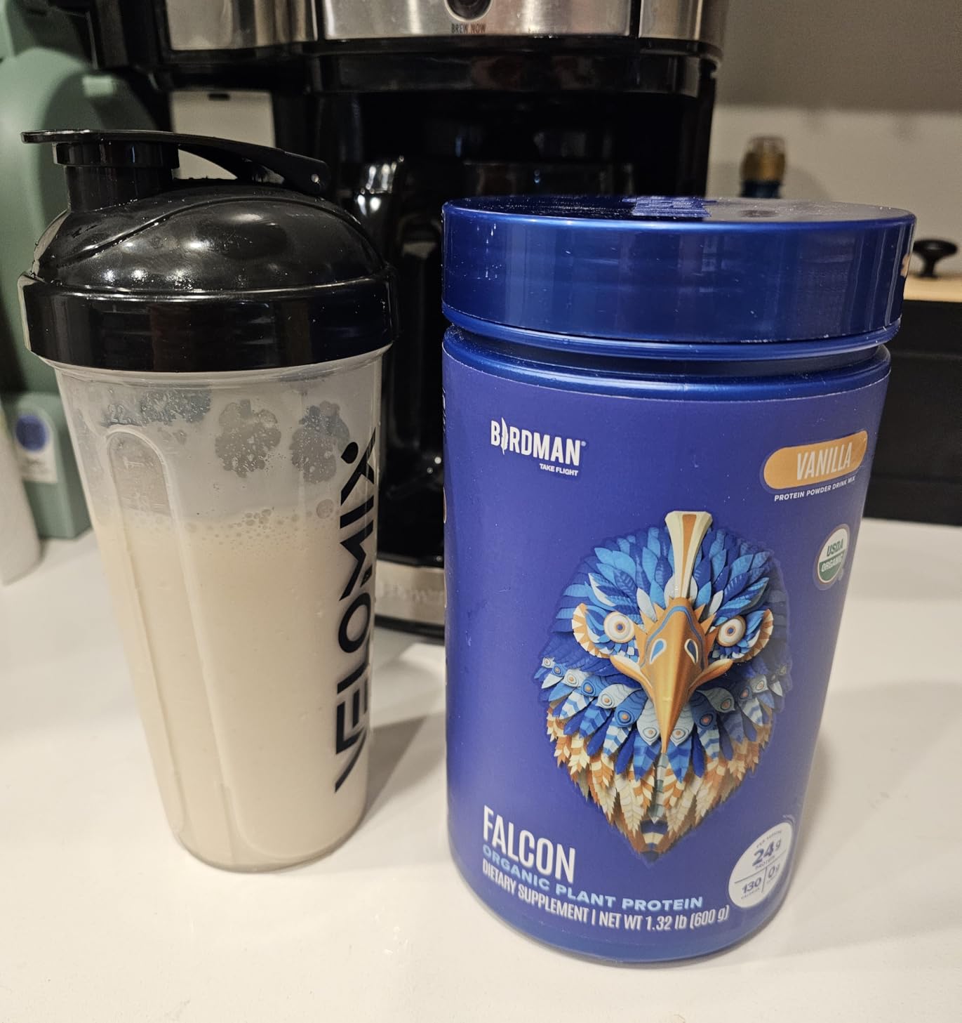 BIRDMAN Falcon Organic Vegan Protein Powder Vanilla, 24g Protein, Sugar Free, Probiotics, Low Carb, Keto Friendly, Dairy Free, Lactose Free, Non Whey, Plant Based Pea Protein Powder - 18 Servings customer photo 1