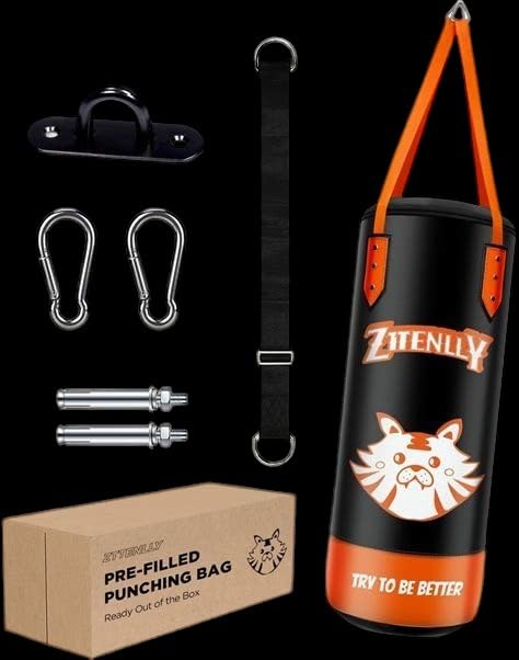 Kids Punching Bag with Gloves - PU Leather & Adjustable Height Strap - Boxing Bag Set for 3-8 Years Kids Great for Boxing, MMA, Kickboxing customer photo 1