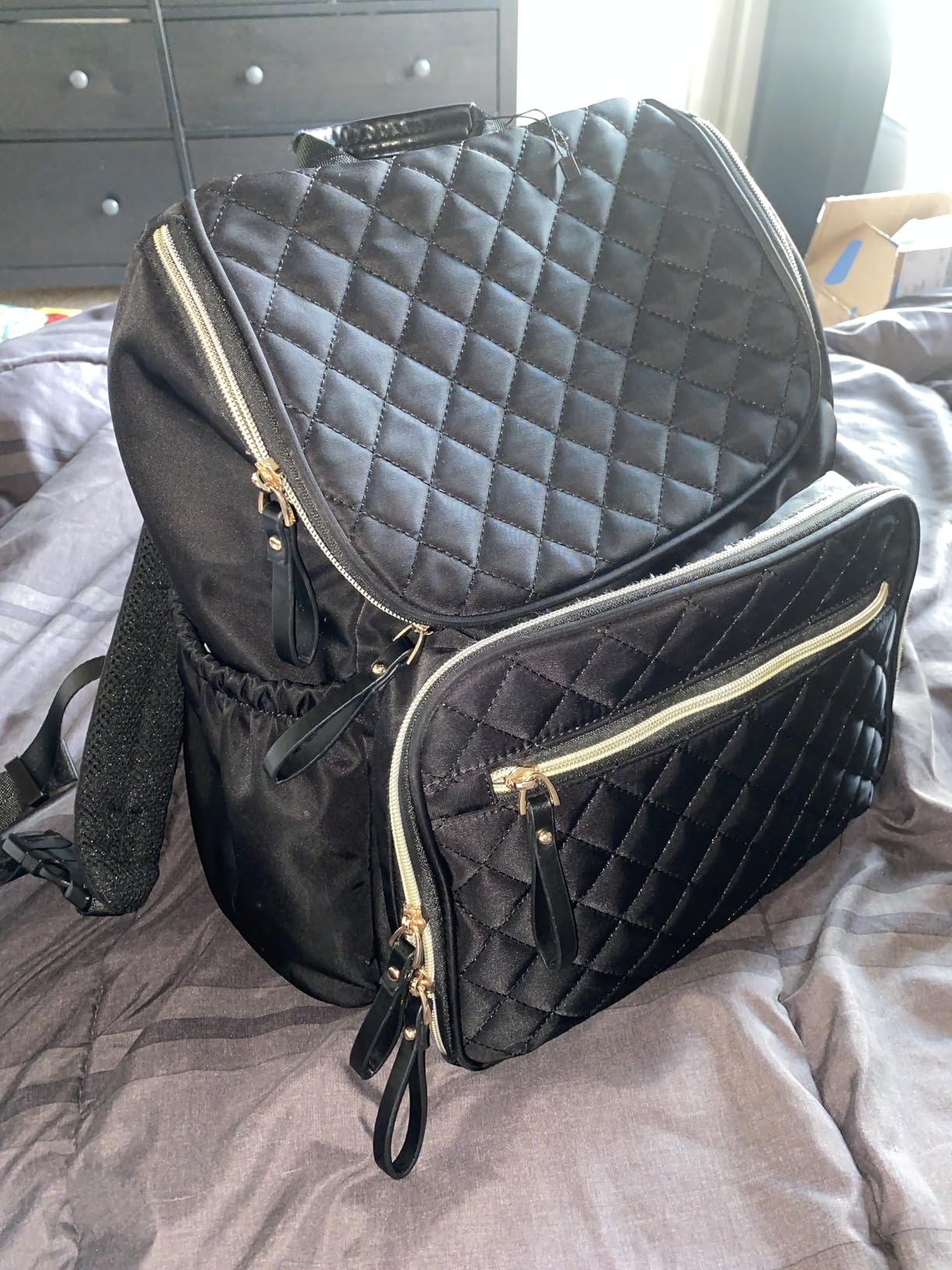 LORADI Lightweight Diaper Bag Backpack with Stroller Clips, Insulated Pockets, Baby Shower Essentials, Black customer photo 1