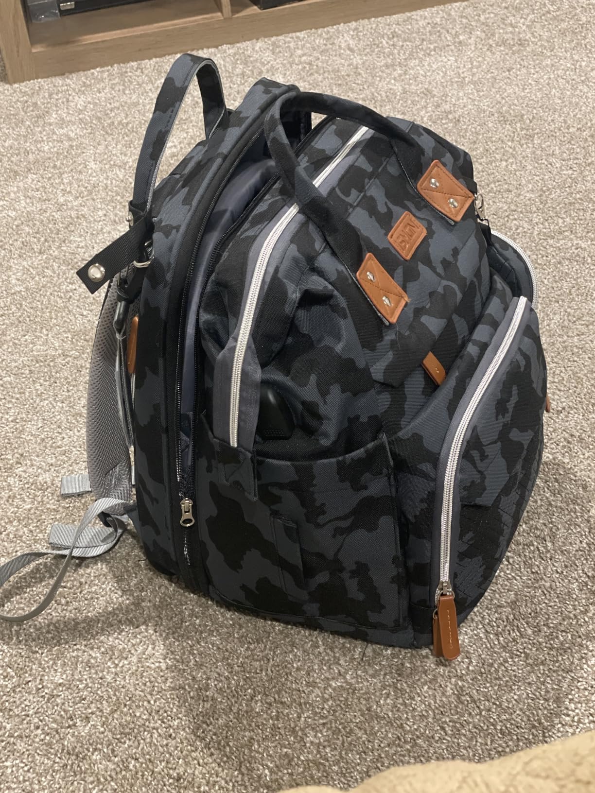 ISMGN Diaper Bag Backpack with Changing Station, Large Diaper Bag, Baby Bag, Multifunctional Diaper Bag, Gray customer photo 1