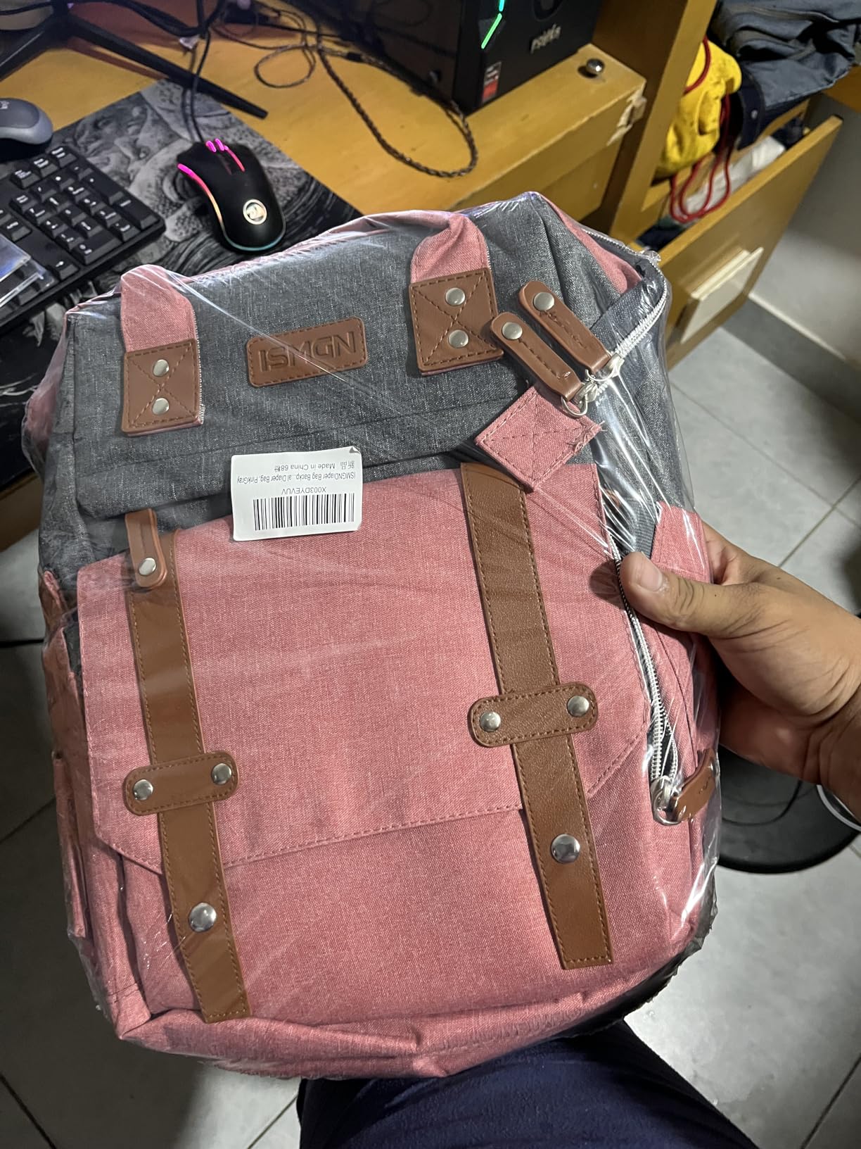 ISMGN Diaper Bag Backpack with Changing Station, Large Diaper Bag, Baby Bag, Multifunctional Diaper Bag, Gray customer photo 2