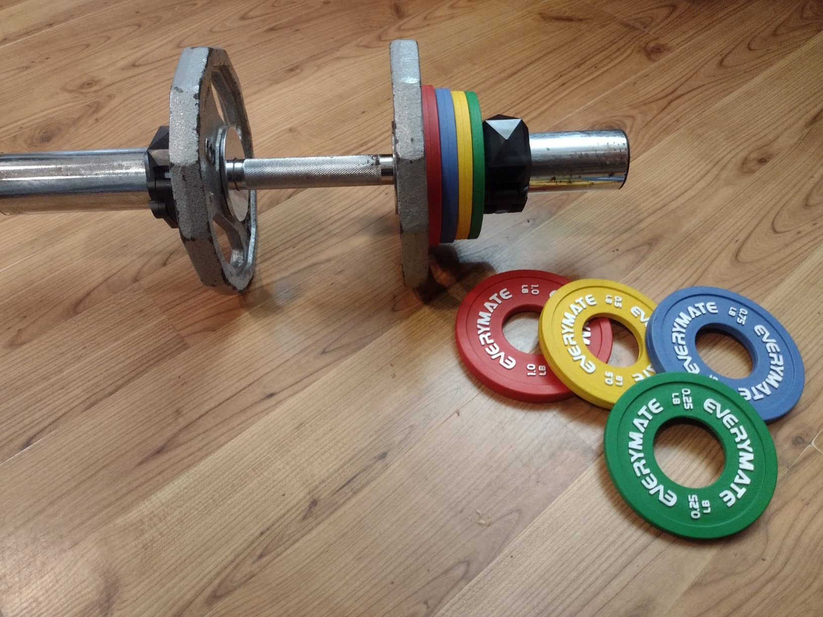 EVERYMATE Rubber Fractional Weight Plates Set of 8 Micro Weight Plate Pair of 0.25LB 0.5LB 0.75LB 1 LB for Olympic Barbells for Strength Training Micro Plates Weight Plate customer photo 2