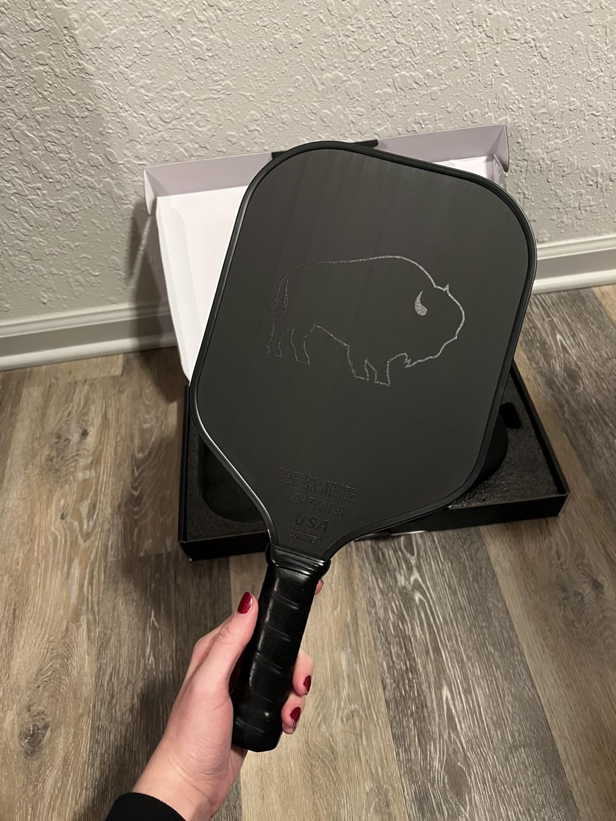 Carbon Fiber Pickleball Paddle - Raw Toray T700 Surface Provides Maximum Ball Spin | Elongated or Widened Pickleball Racket Shapes Available - Paddle Customization Kit Included customer photo 2