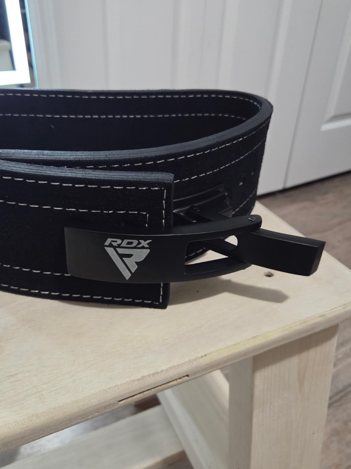 RDX Weight Lifting Belt Powerlifting, Approved By IPL and USPA, 10mm Thick 4 Leather Lumbar Back Support, Lever Buckle Gym Strength Training Equipment, Bodybuilding Deadlifts Squats Workout Men Women customer photo 1