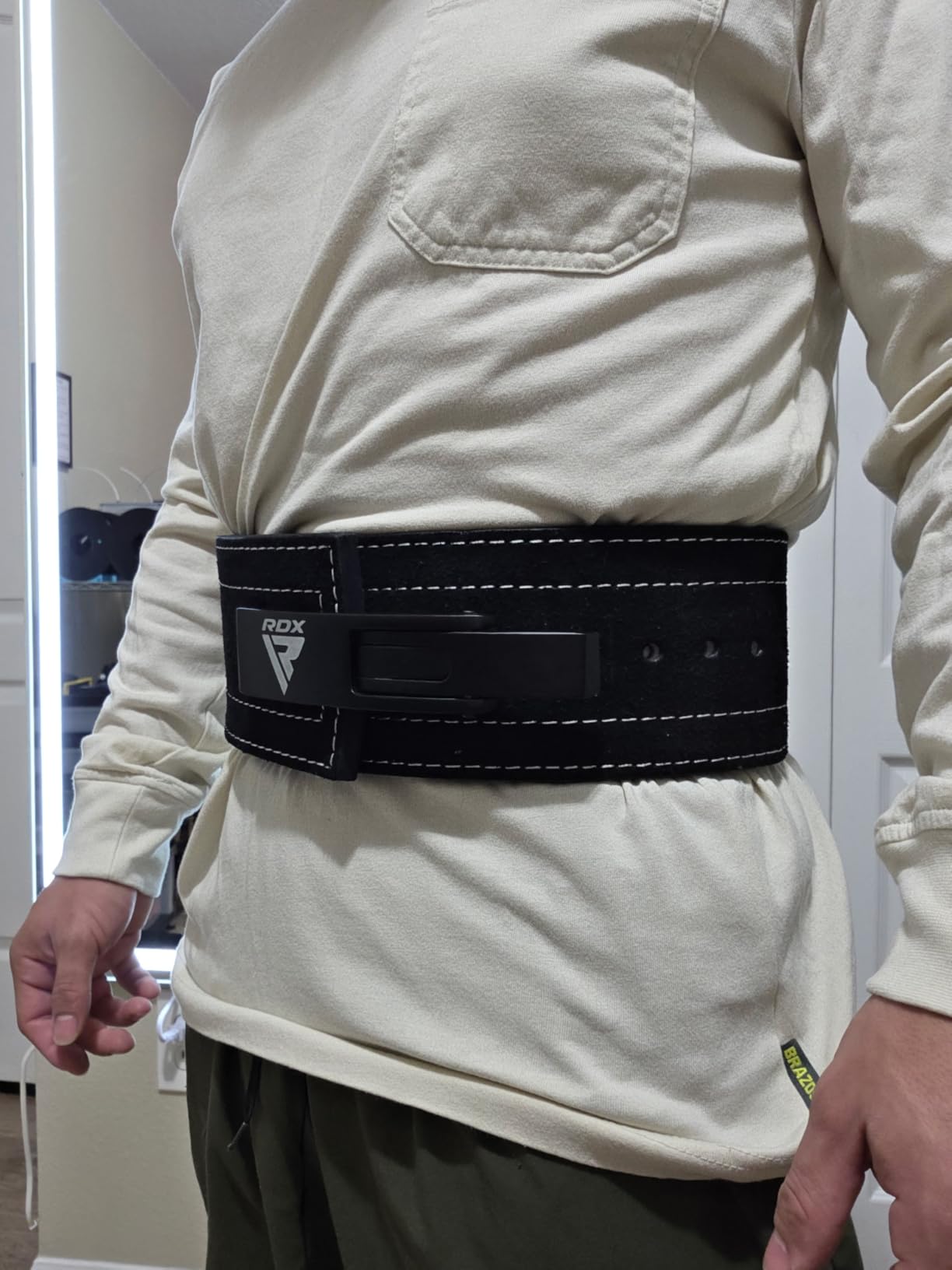 RDX Weight Lifting Belt Powerlifting, Approved By IPL and USPA, 10mm Thick 4 Leather Lumbar Back Support, Lever Buckle Gym Strength Training Equipment, Bodybuilding Deadlifts Squats Workout Men Women customer photo 2