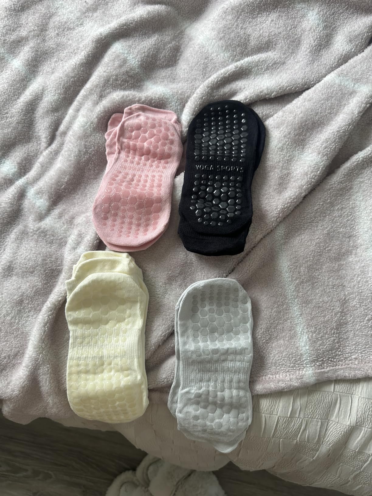 Pilates Socks for Women Non Slip Grip Socks for Yoga, Barre, Hospital, Barefoot Grippy Yoga Sock Womens Gifts 4 Pairs customer photo 2