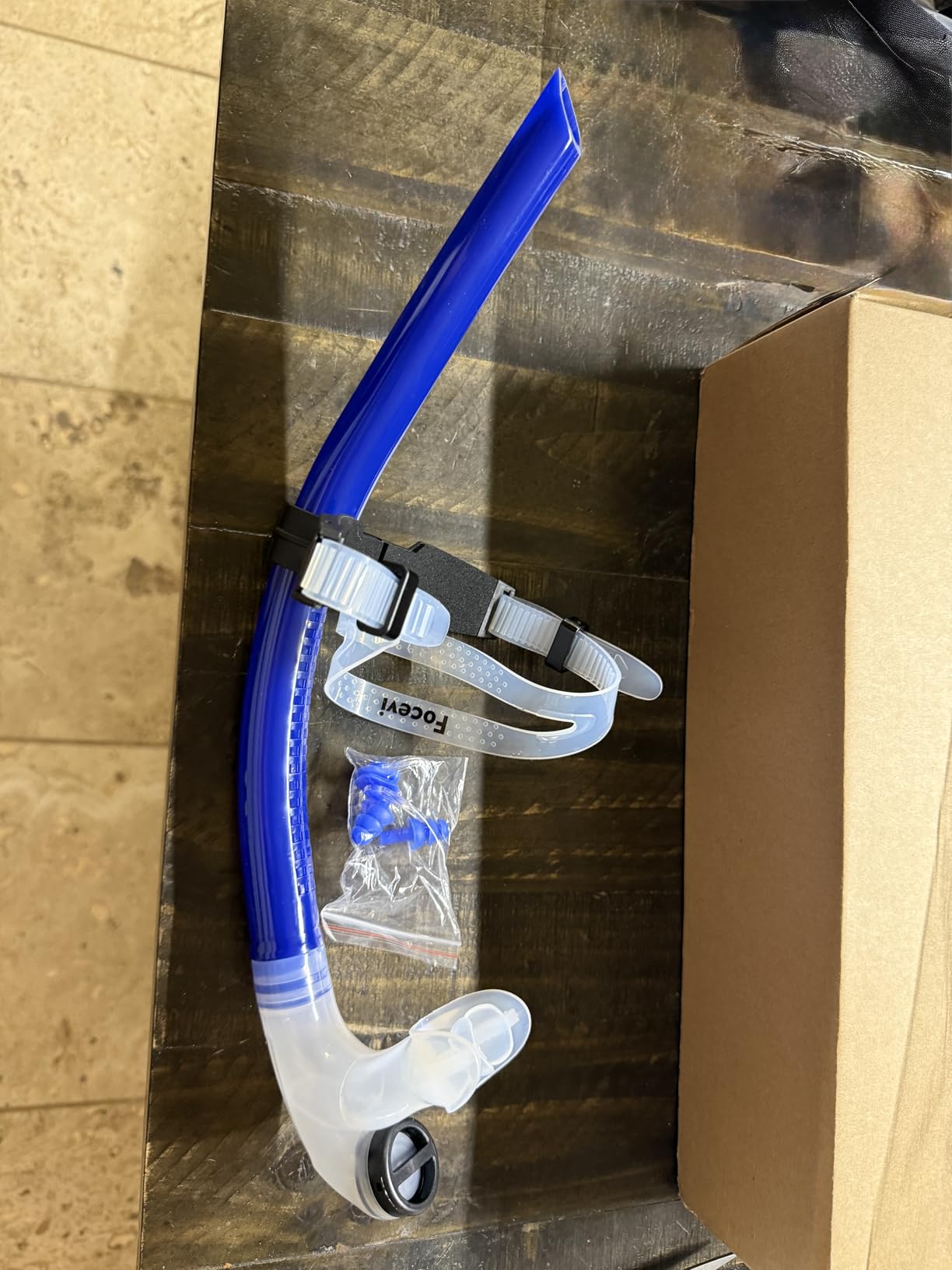 Swim Snorkel for Lap Swimming, No Loud Gurgling Noise No Hurt Forehead No Slip Swimming Snorkeling Training for Adult/Youth, Swimmer Snorkle Center Mount Snorkel One-Way Purge Valve customer photo 1