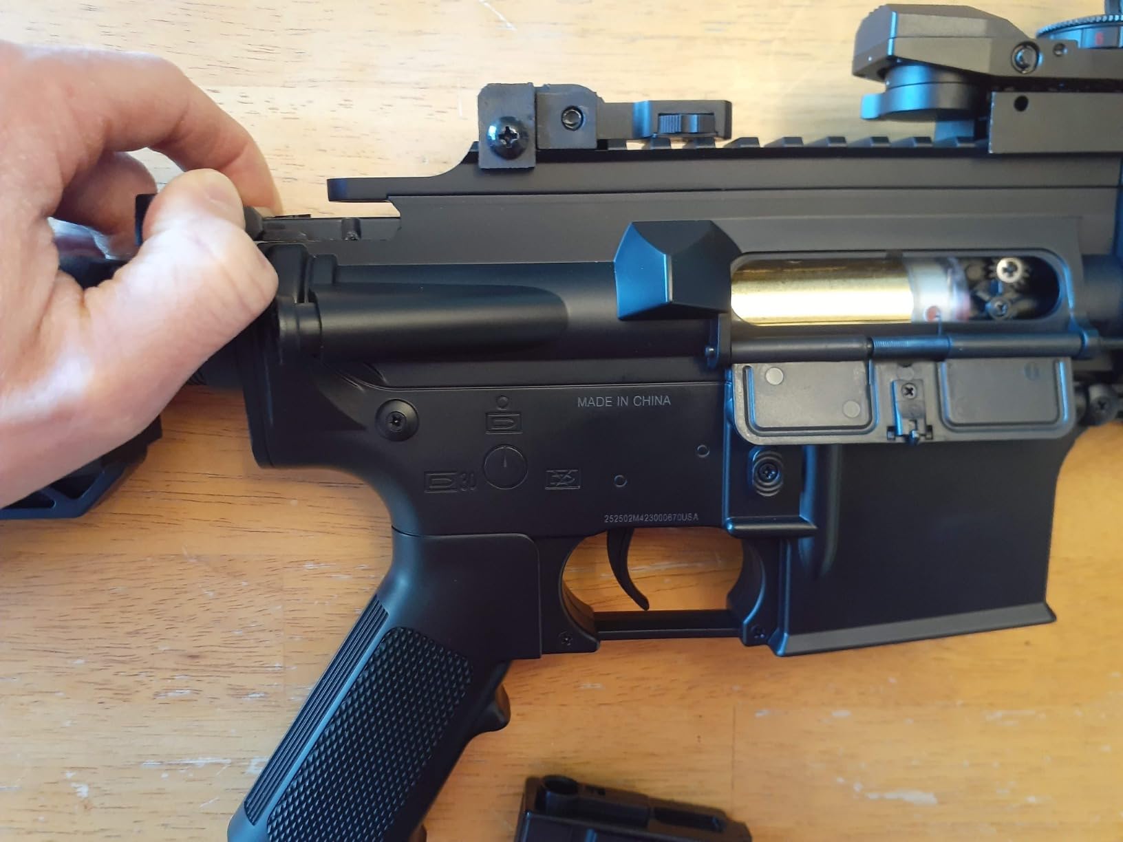Full Set Airsoft AEG K418 Tactical RIS w/Adjustable Airsoft Stock - Battery, Charger, Red Dot Included customer photo 2