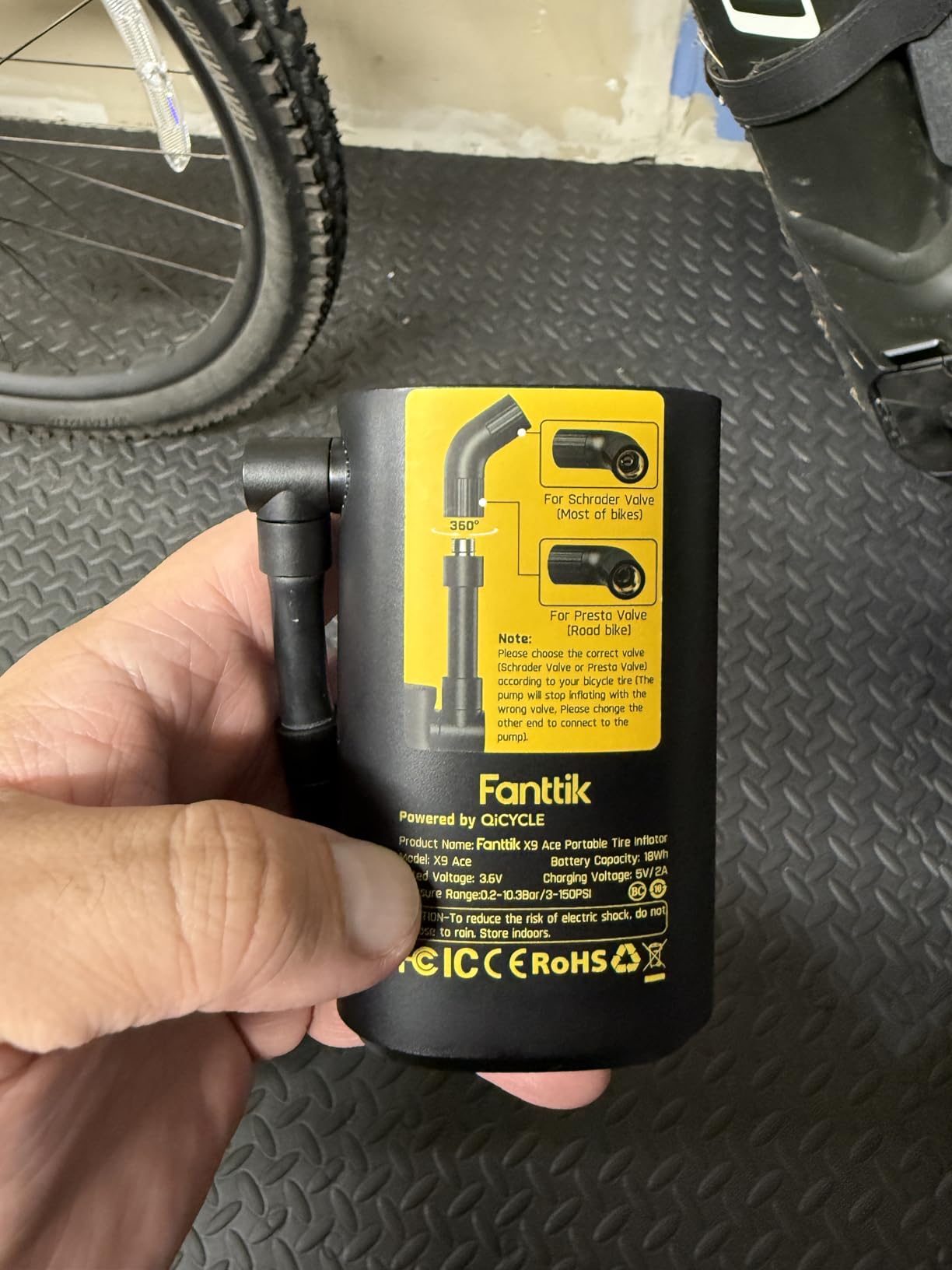 Fanttik X9 Ace Mini Bike Pump, 32s Fast Inflate Bike Pump with Gauge, 150PSI Electric Air Pump with Presta and Schrader Valve customer photo 2