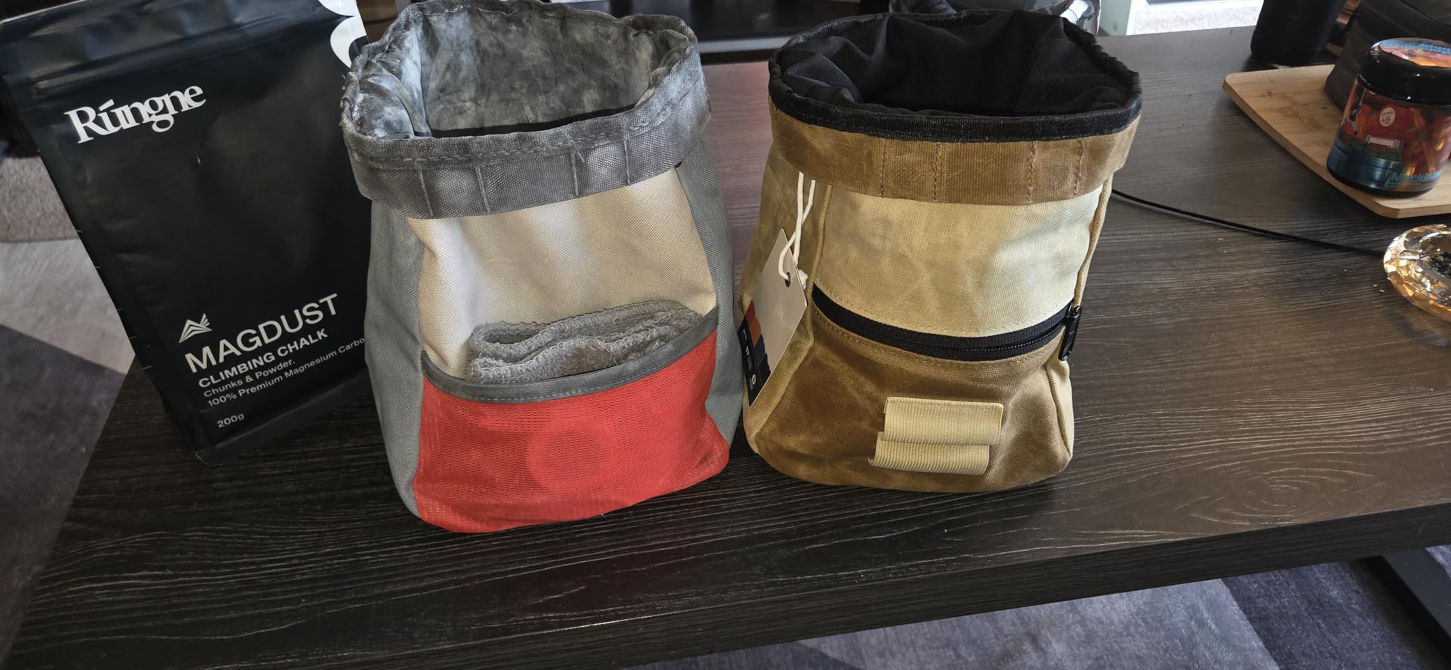 Oso Supply Co - Crux Bouldering Chalk Bucket, Large Size Chalk Bag for Rock Climbing, Chalk Pot with Magnetic Closure, Zippered Pockets and Mesh Pouch for Climbers, Weightlifting, Gymnastics customer photo 1