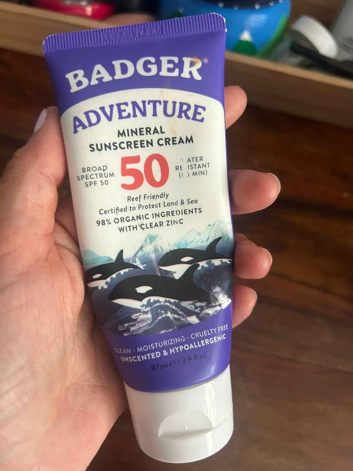 Badger Reef Safe Mineral Sunscreen, SPF 50, 98% Organic with Zinc Oxide, Non Toxic, Water Resistant, Unscented & Hypoallergenic, Broad-Spectrum, For Adventure & Sport, 2.9 fl oz customer photo 1