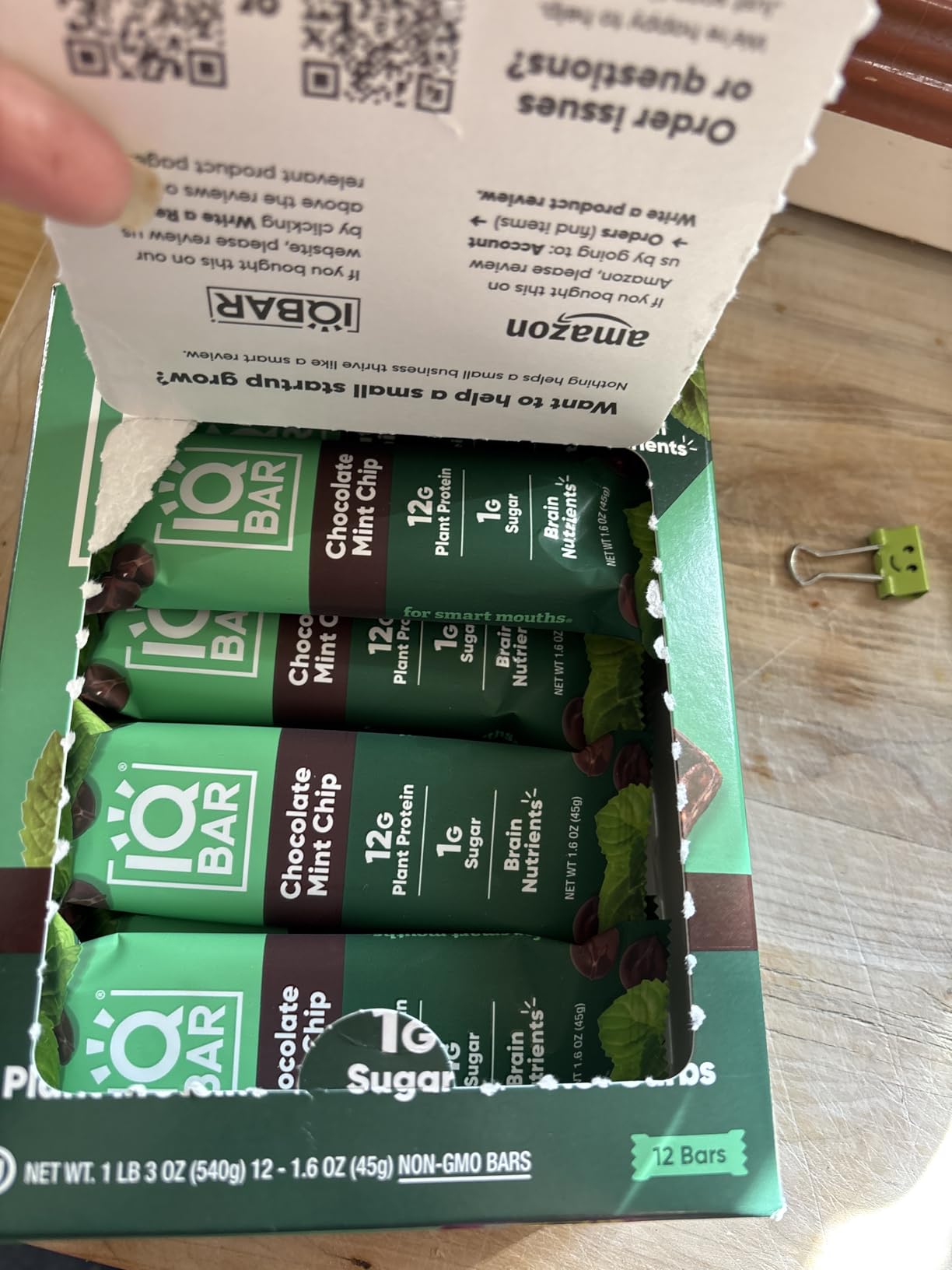 IQBAR Clean Plant Protein Bars - Chocolate Mint Chip - 12 Count - Keto, Vegan, High Fiber, Gluten and Dairy Free, Low Sugar Snack - Brain and Body Nutrients for Focus, Energy, Meal Replacement customer photo 1