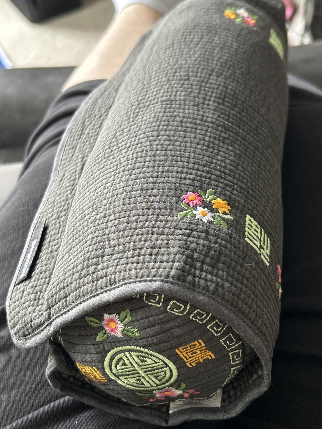 12-inch Korean Buckwheat Cervical Neck Roll - Compact Cypress-Filled Bolster Pillow for Targeted Neck Support, Adjustable Firmness, Organic Cotton Cover customer photo 1