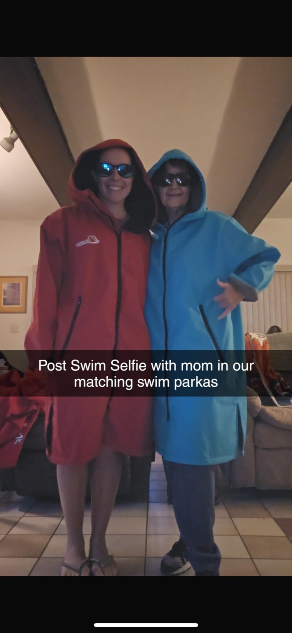 Oksun Oversized Waterproof Swim Parka: Windproof Warm Swimming Coat - Water Resistant Jacket - Thin Fleece Lined Surf Poncho customer photo 2