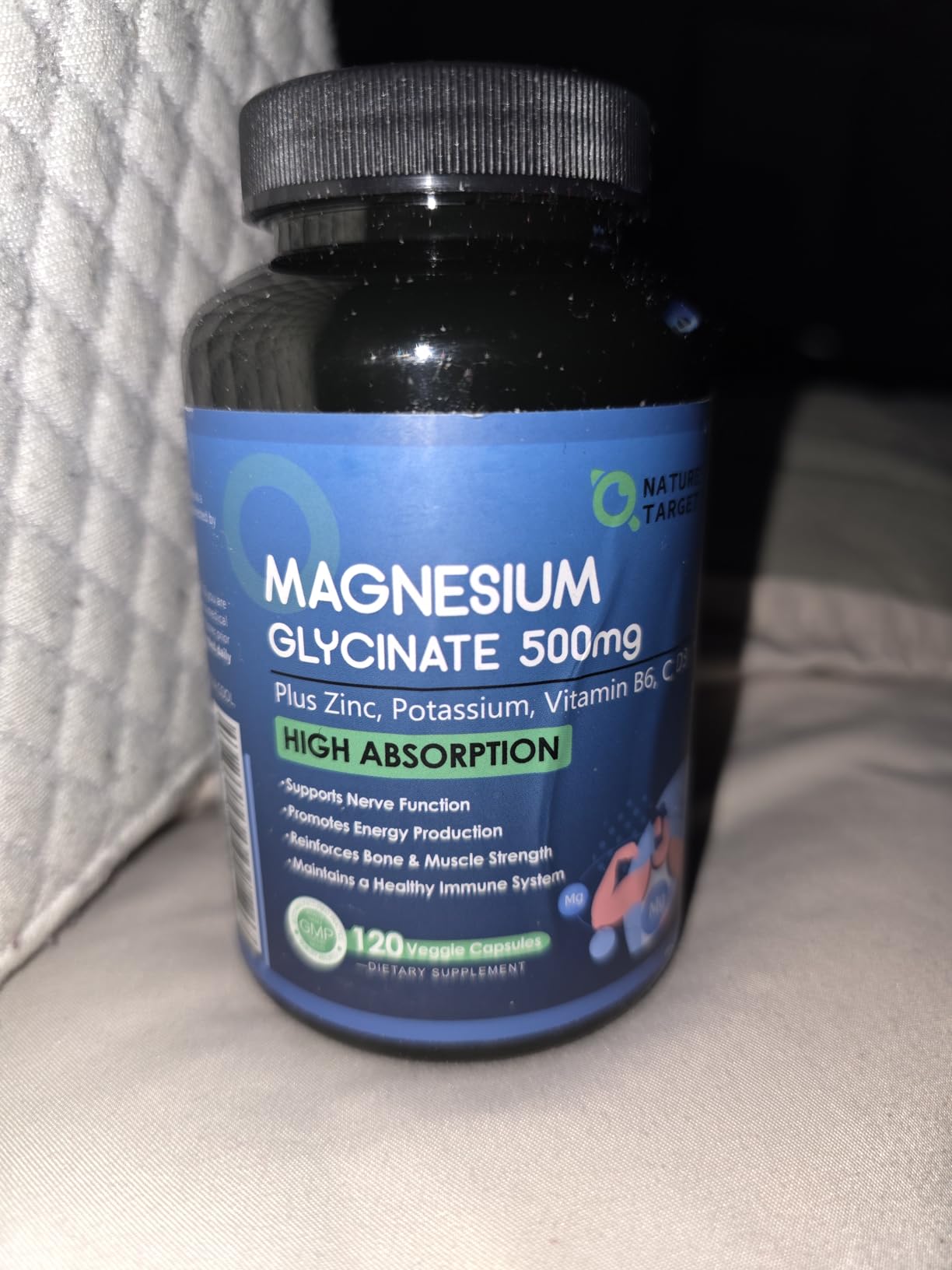 NATURE TARGET Magnesium Glycinate 500mg with Zinc & Vitamin D3 | 120 Capsules customer photo 1