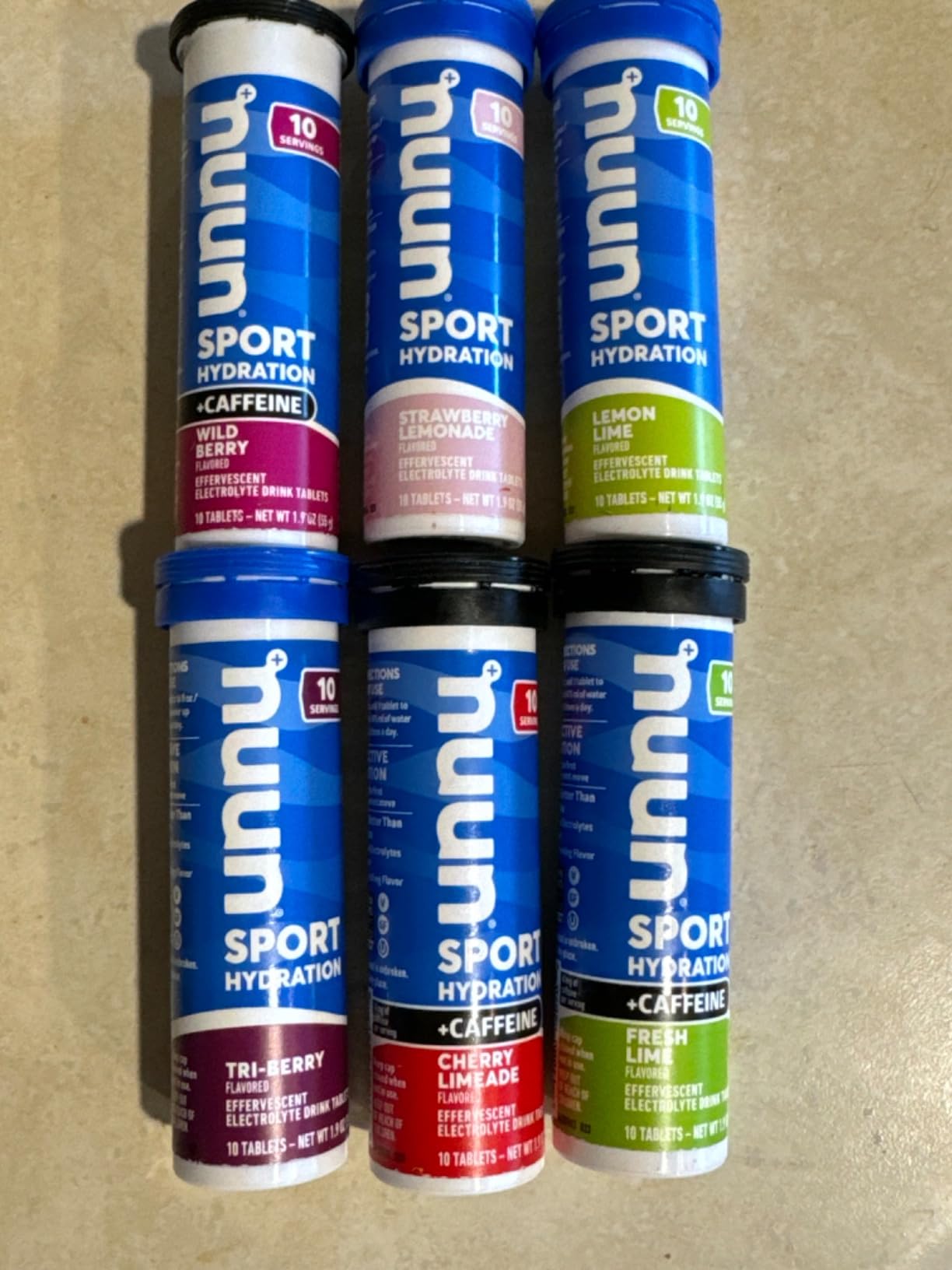 Nuun Sport + Caffeine Electrolyte Tablets - Dissolvable in Water, Variety Pack | 5 Essential Electrolytes for Hydration | 1g Sugar Drink Mix | Vegan, Non-GMO | 6 Pack (60 Total Servings) customer photo 2