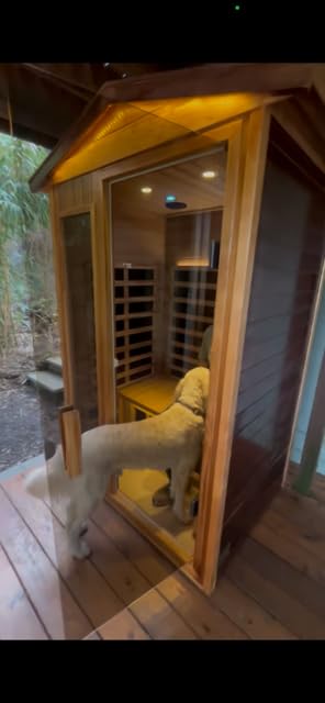 Red Cedar 4 Person Outdoor Ultra-Low EMF Infrared Sauna, Multi-Person Home Sauna Spa, 2160w,12 Heating Panels, LCD Control Panel, Bluetooth Speaker, Chromotherapy Lights, Reading lamp customer photo 2