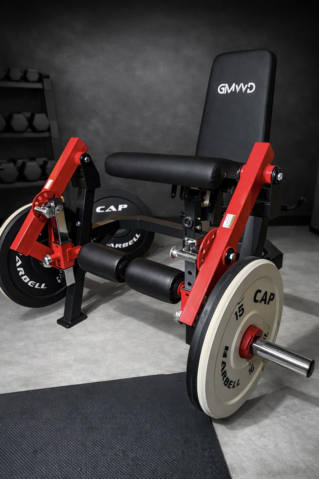 GMWD Leg Extension and Curl Machine, Single Leg Extension, Lying Leg Curl, Standing Leg Curl, Adjustable Leg Exercise Bench with Plate Loaded, Leg Machine Home Gym, Red customer photo 2