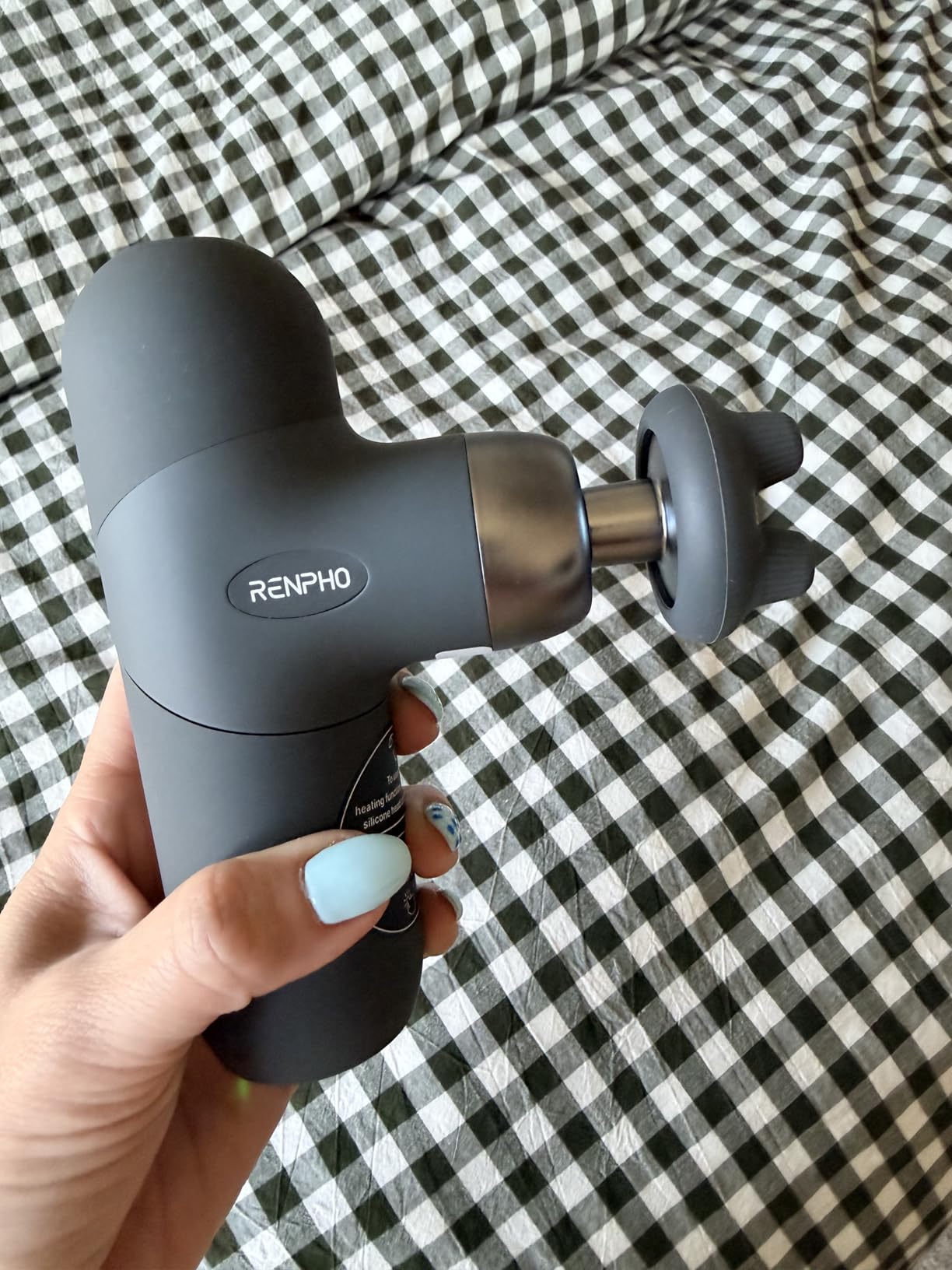RENPHO Mini Thermal Massage Gun with Heat, Fathers Day Dad Gifts, Portable Deep Tissue Percussion Massager with 4 Heads for Neck & Back Comfort, Ultra-Quiet for Home, Office & Travel, Carry Case customer photo 1
