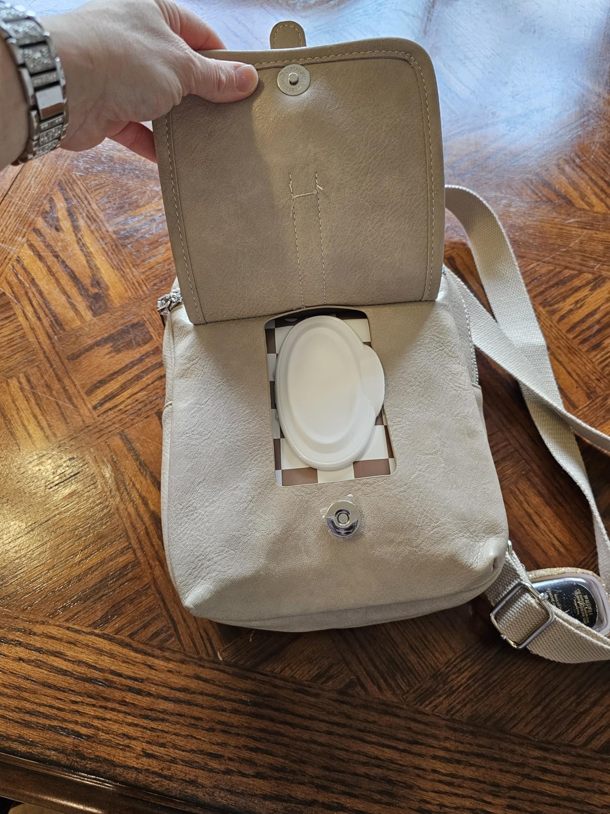 MYHOZEE Small Diaper Bag Crossbody Sling Purse for Women - 2 in 1 Leather Backpack with 2 Straps for Short Trips Work Daily customer photo 1