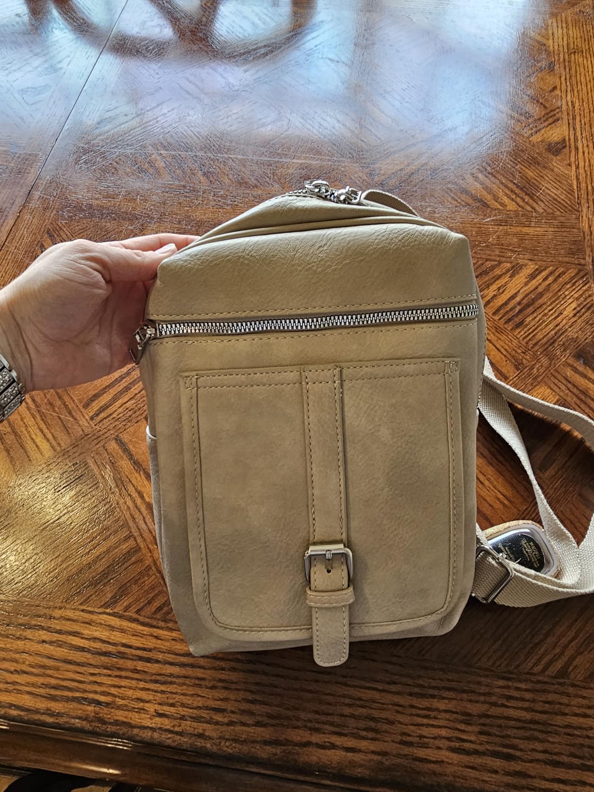 MYHOZEE Small Diaper Bag Crossbody Sling Purse for Women - 2 in 1 Leather Backpack with 2 Straps for Short Trips Work Daily customer photo 2
