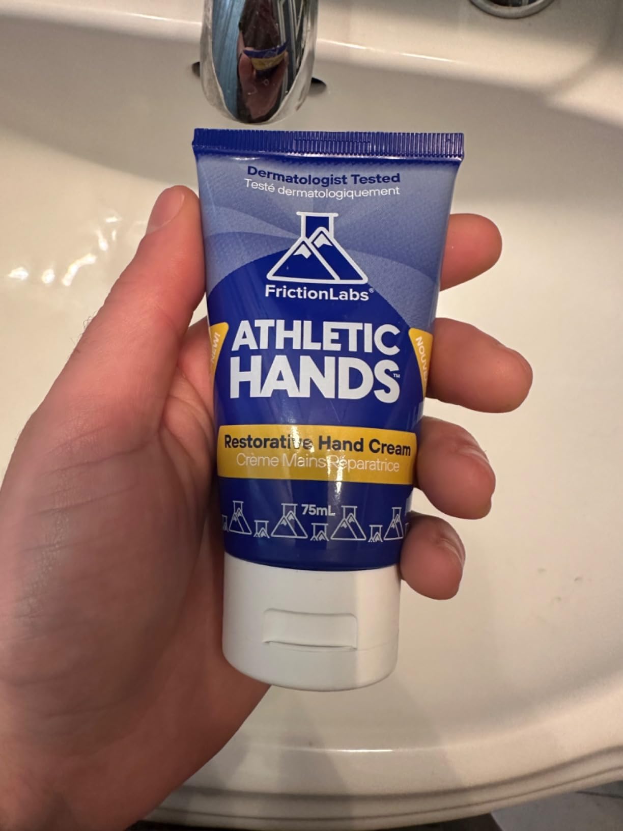 Friction Labs Athletic Hands - Daily Restorative Hand Cream for Active & Dry Skin - Derm Tested Non-Greasy Shea Butter Improves Elasticity & Resilience - Hand Salve for Athletes - Eucalyptus Scent customer photo 1