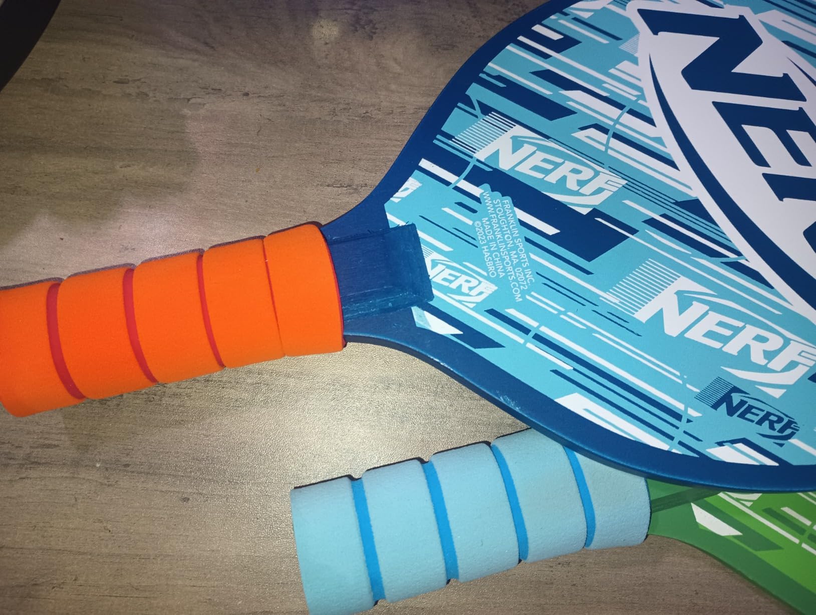 NERF 2 Player Pickleball Paddle Set - Youth Pickleball Equipment Set - (2) Wooden Paddles with Foam Grips + (2) Outdoor Balls for Kids - Carry Bag Included customer photo 2