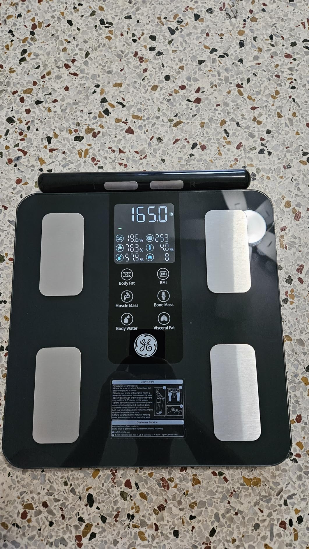 GE Smart Scale for Body Weight: 8-Electrode Digital Bathroom Scale for Weight Fat BMI Muscle Mass Full Body Composition Analyzer 50 Measurements Bluetooth Highly Accurate Weighing Machine 400lb Black customer photo 2