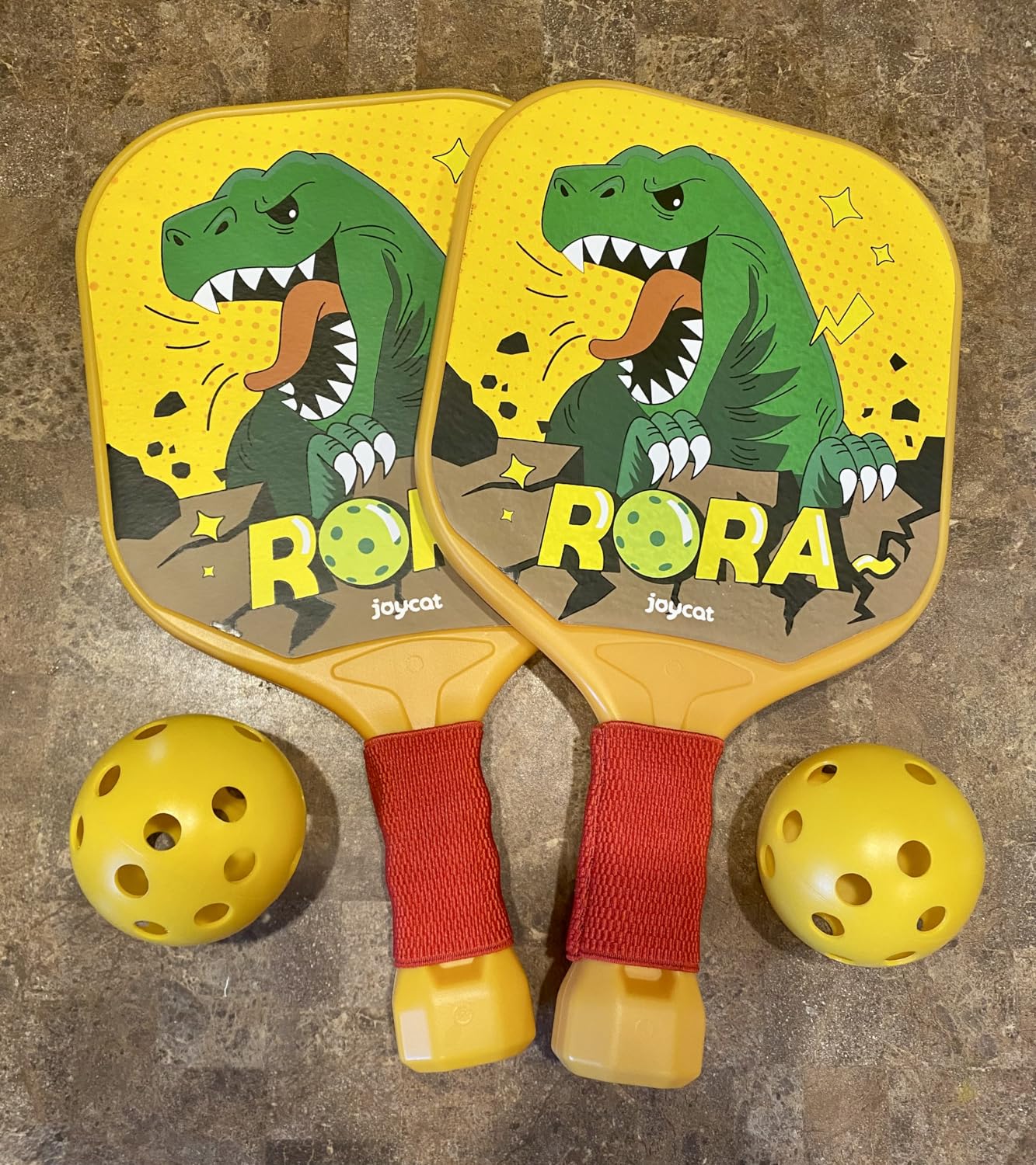 Joycat Kids Pickleball Paddles Set of 2, Lightweight Plastic Cute Pickleball Paddles with Small Grip, 2 Pickleballs, 1 Drawstring Bag, Indoor Outdoor Sport Gift for Kids, Beginner customer photo 2