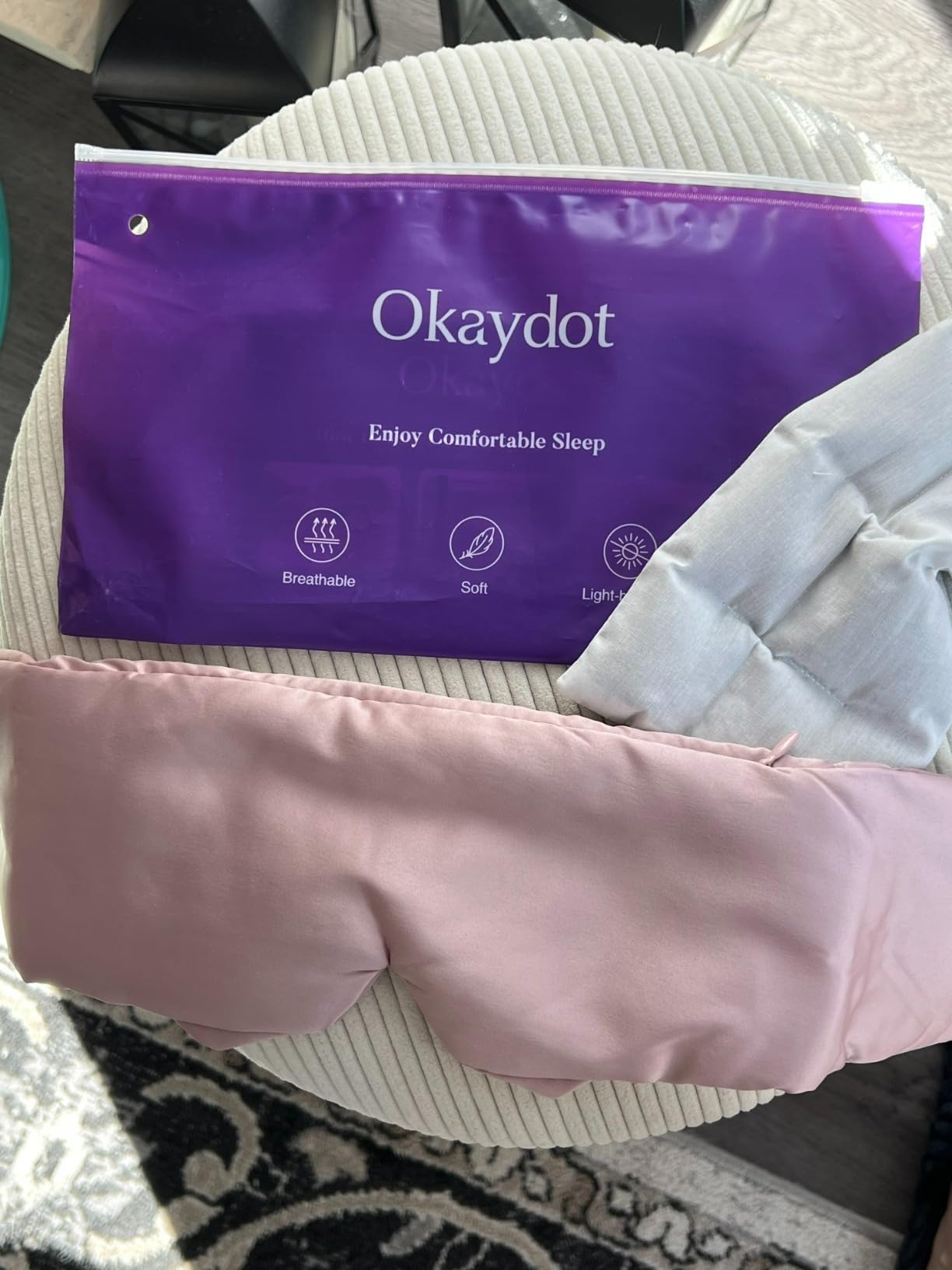 Lavender Heated Eye Mask, Weighted Sleep Mask for Dry Eyes & Blepharitis, Microwave Warm Compress to Remove Styes, Adjustable Satin Eye Pillow - Pink customer photo 2