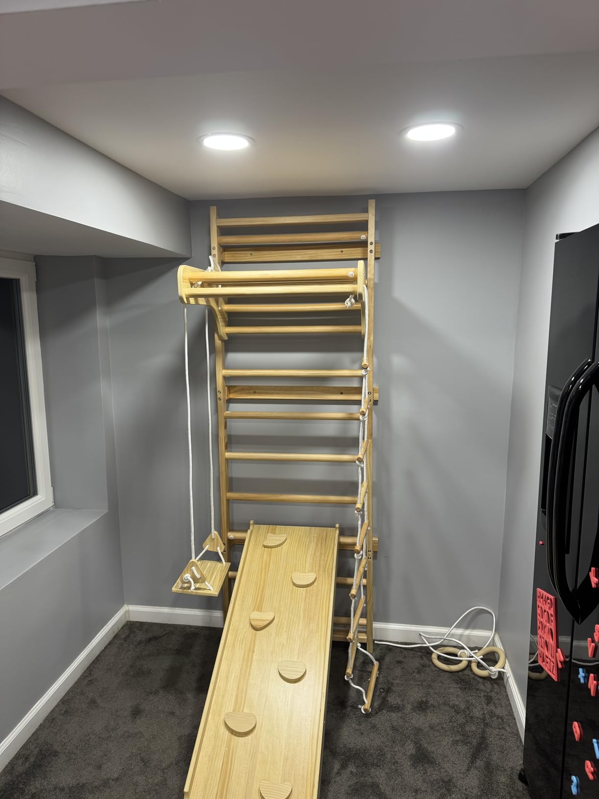 Avenlur Betula Swedish Ladder Wall Gym - Indoor Playset with Swing, Rope Ladder, Pull-Up Bar, and Slide - Indoor Gym for Kids and Adults customer photo 2