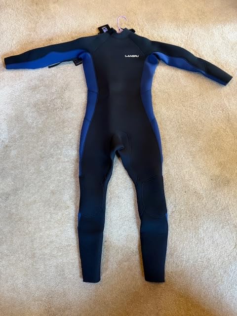 Men Wetsuit, 5/4mm Upgrade CR Neoprene Wetsuits for Men, Ideal Thermal Wet Suit in Cold Water, Back Zip for Surfing Snorkeling Diving Swimming customer photo 1