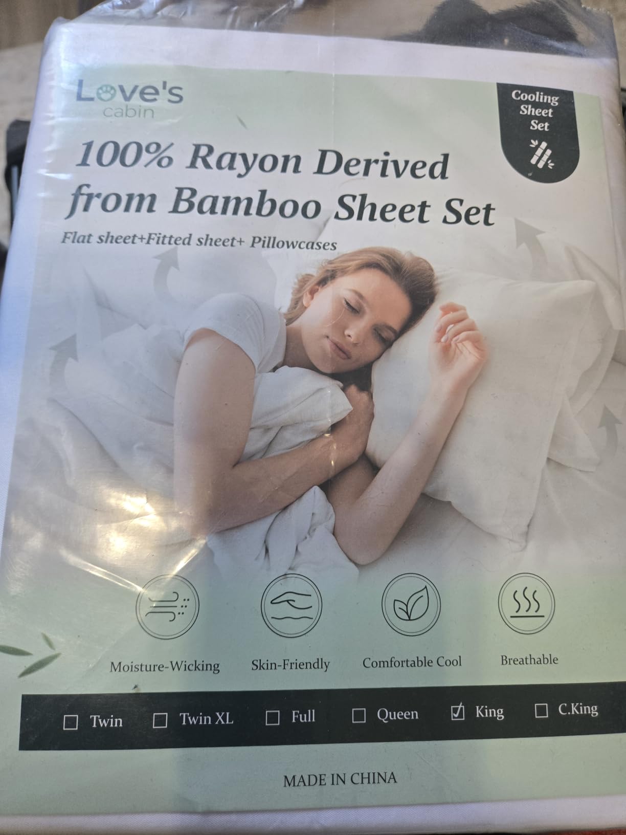 Love's cabin 4 Piece Queen Sheet Set, 100% Rayon Derived from Bamboo, Cooling & Breathable, Soft Silky Deep Pocket up to 16