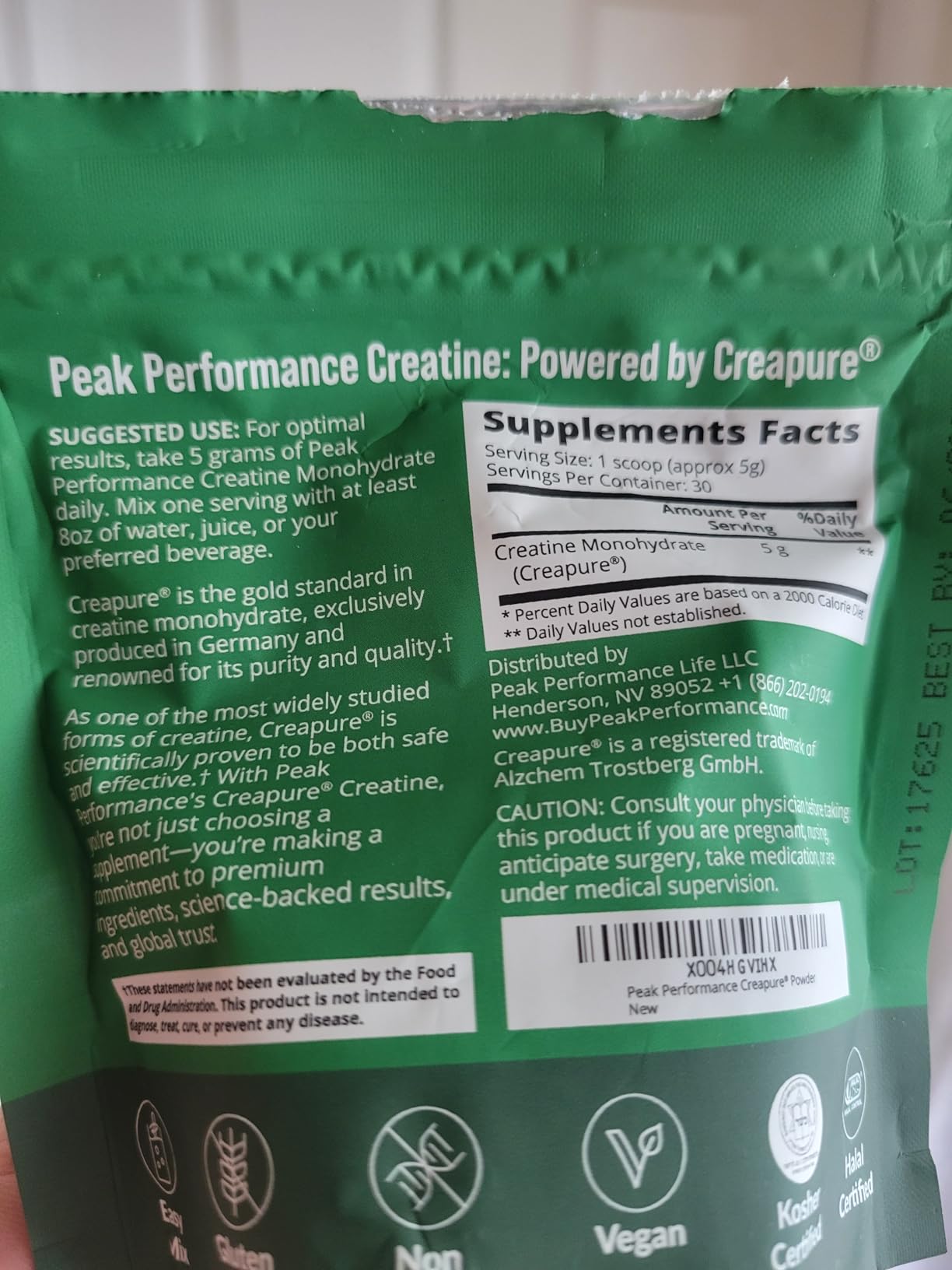 Creapure Creatine Monohydrate Powder - Ultra High Purity German Made Creatine, Pure and Unflavored, Zero Bloating, Vegan Friendly customer photo 1