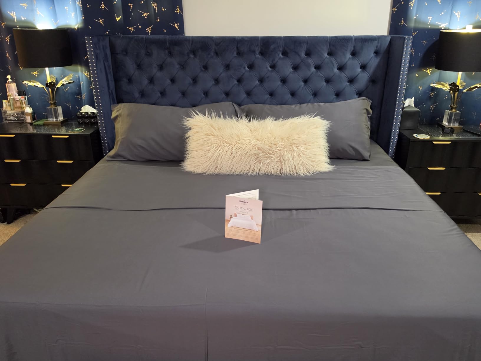 Bambaw Queen Sheet Set - 4pcs 100% Viscose Derived from Bamboo Cooling Sheets Set Queen Size, Cooling Sheet for Night Sweats, Ultra Soft & Breathable, 16'' Deep Pockets (Moonlight Gray) customer photo 1