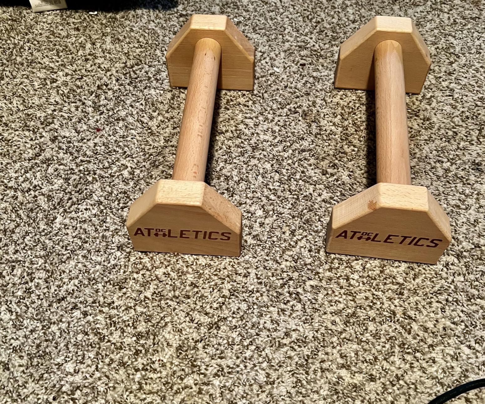DC ATHLETICS Push Up Bars - Parallettes with Anti-Slip Pads & Rock-Solid Base - Joint-Friendly Basebar - FSC-Certified Beech Wood - Calisthenics, Handstand & Planche Training customer photo 1