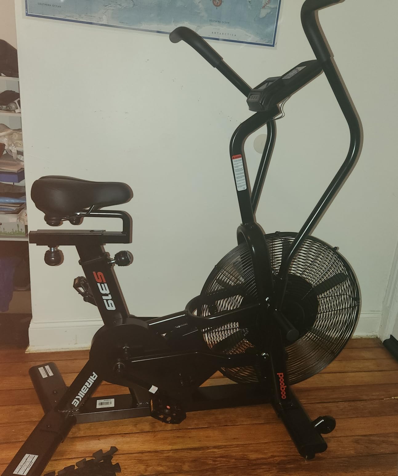 pooboo Exercise Bike, Stationary Air Resistance Bluetooth Fan Bike customer photo 1