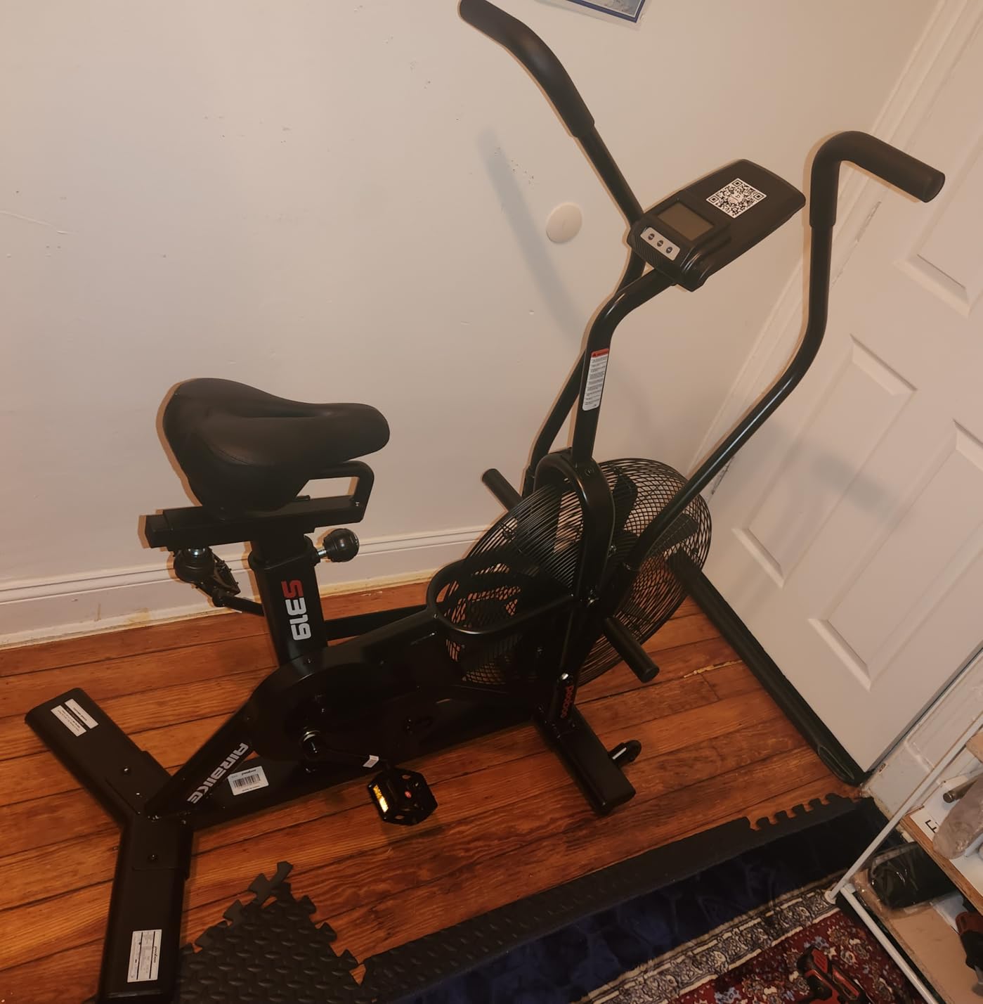 pooboo Exercise Bike, Stationary Air Resistance Bluetooth Fan Bike customer photo 2